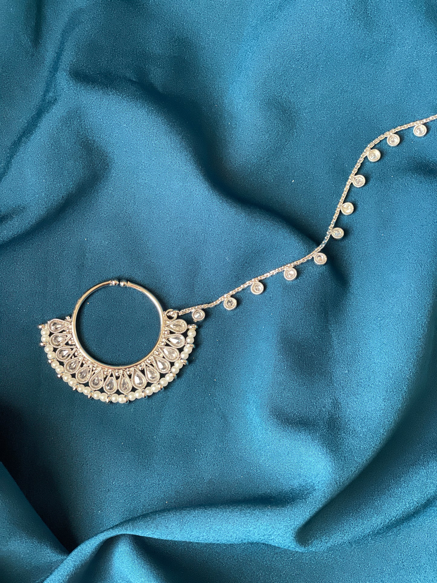 SADAF nose ring - silver - HOUSE OF SAANVI