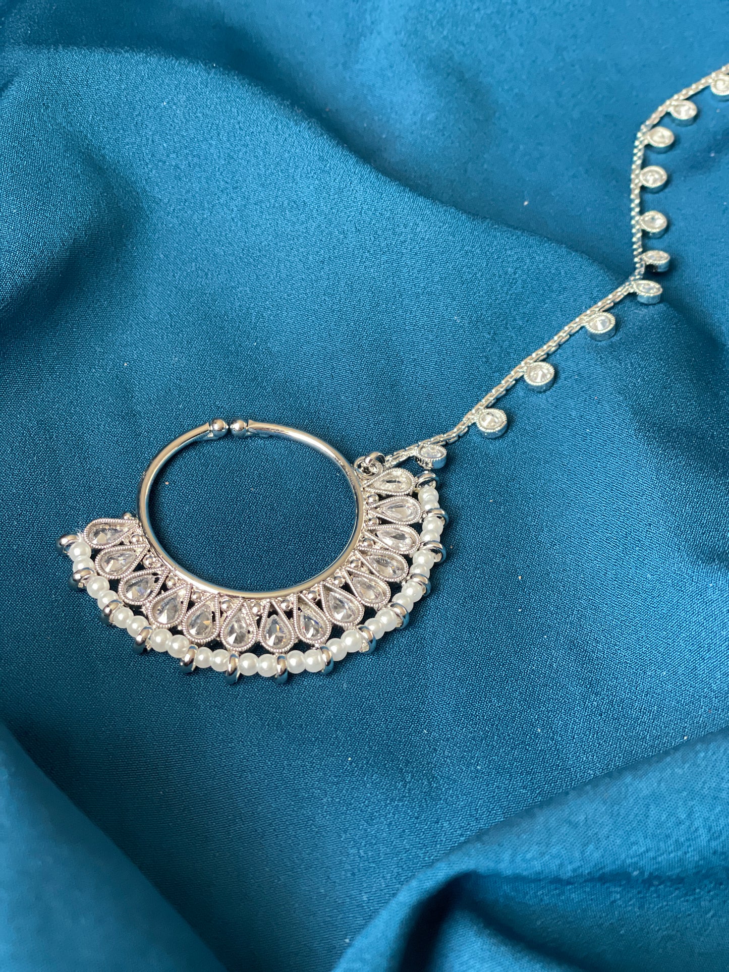 SADAF nose ring - silver - HOUSE OF SAANVI