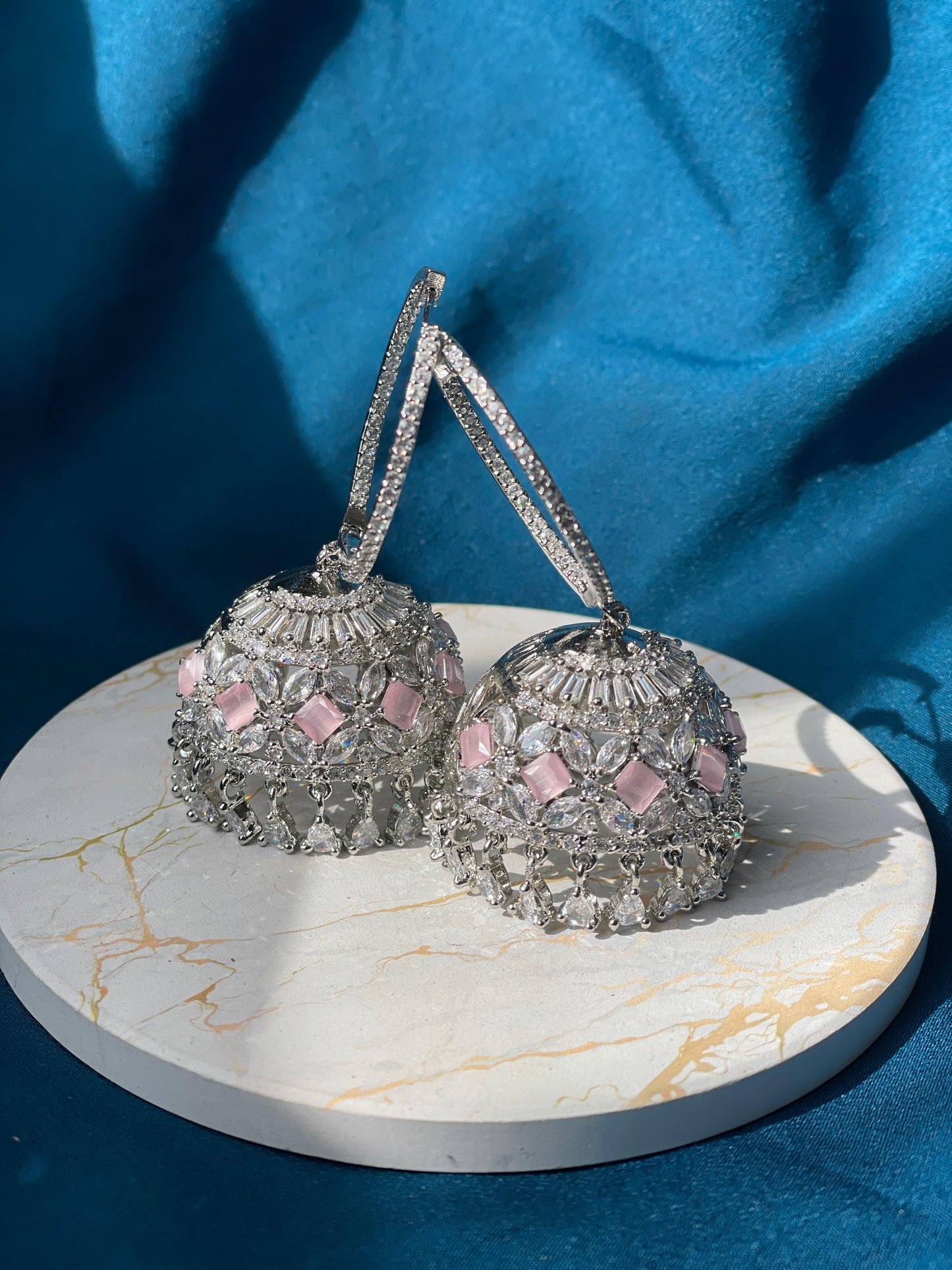 ASIFA AD hoop jhumka - Blush - HOUSE OF SAANVI