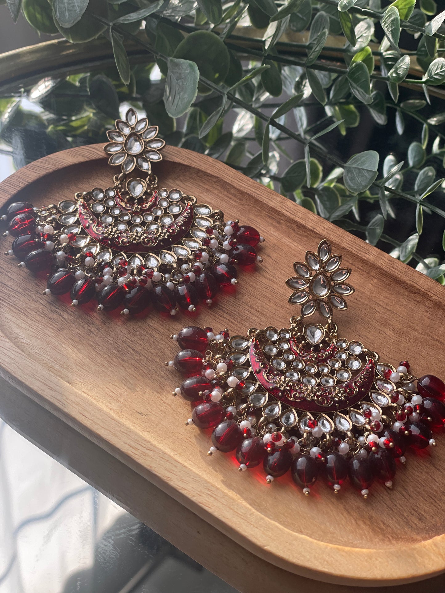 AASHVI Chandbali - Ruby red - HOUSE OF SAANVI