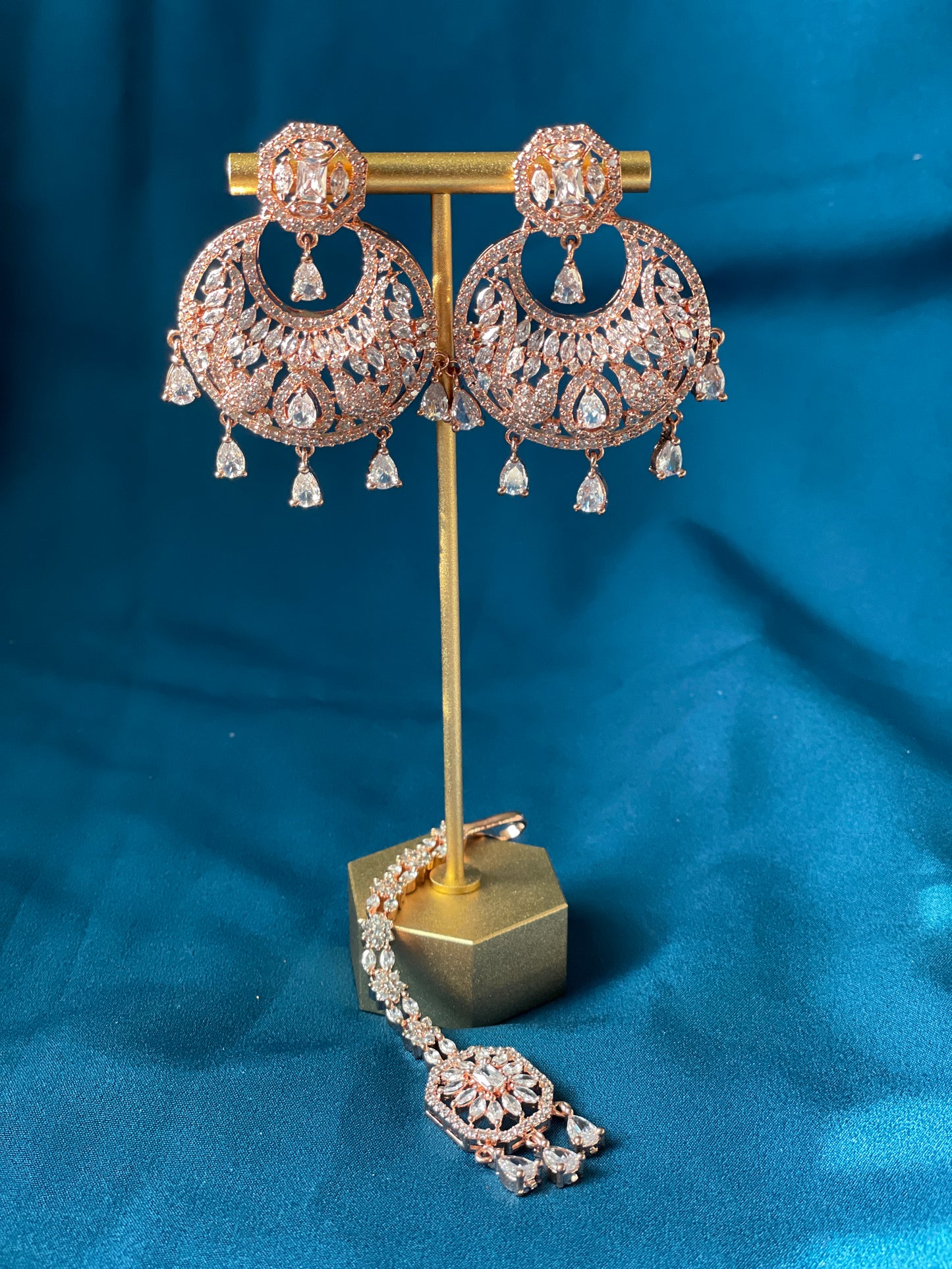 LESHYA AD Chandbali - rose gold - HOUSE OF SAANVI