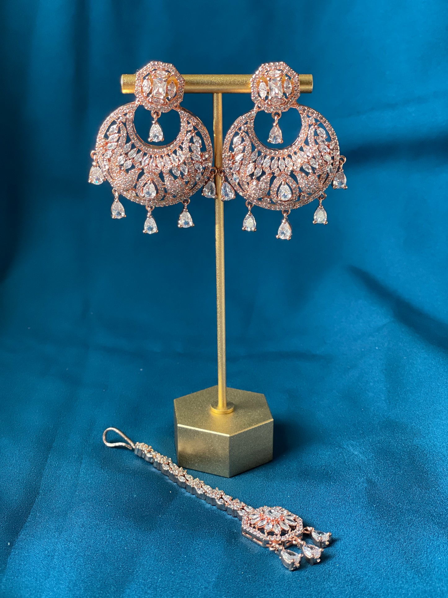 LESHYA AD Chandbali - rose gold - HOUSE OF SAANVI
