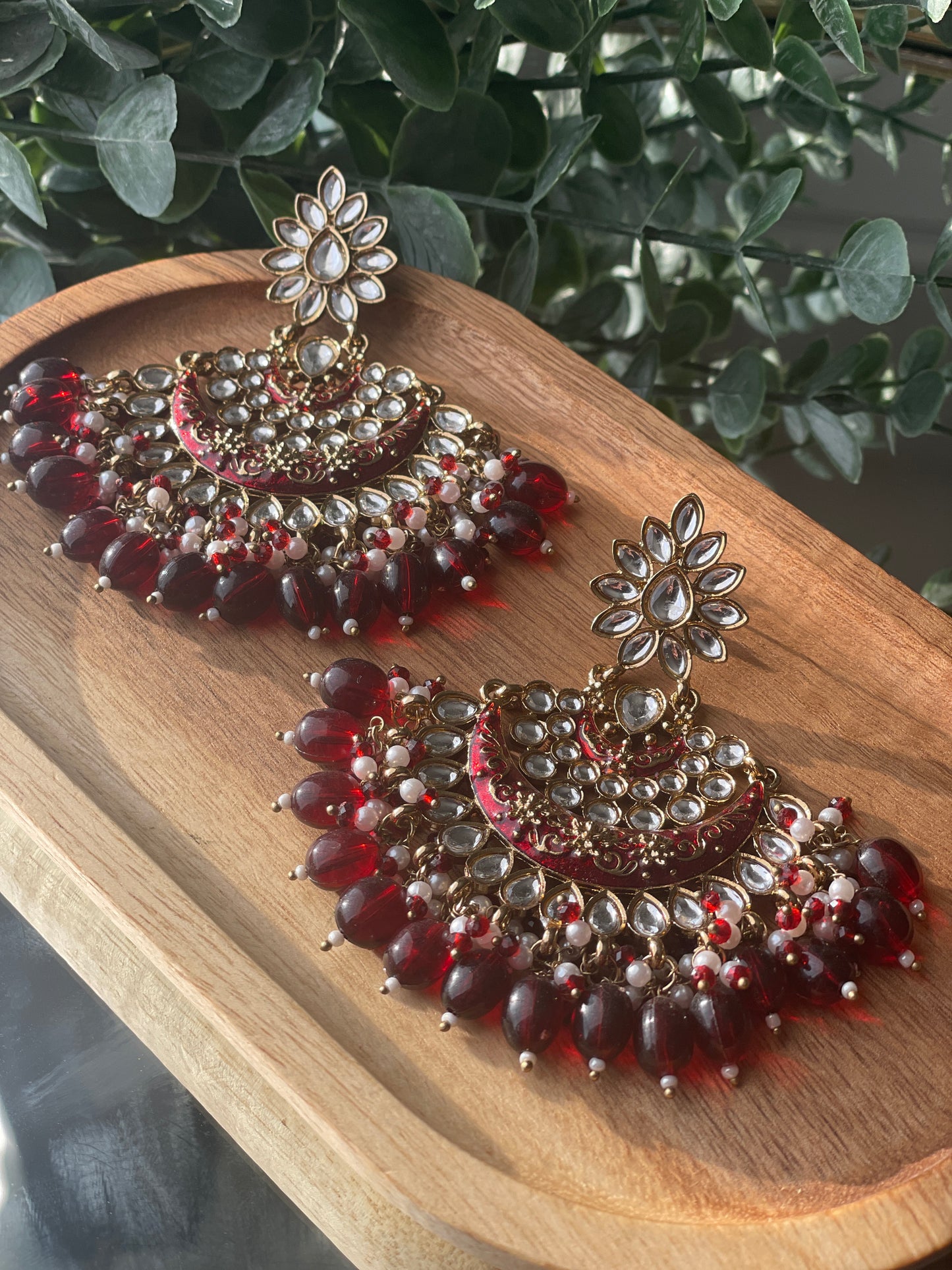 AASHVI Chandbali - Ruby red - HOUSE OF SAANVI
