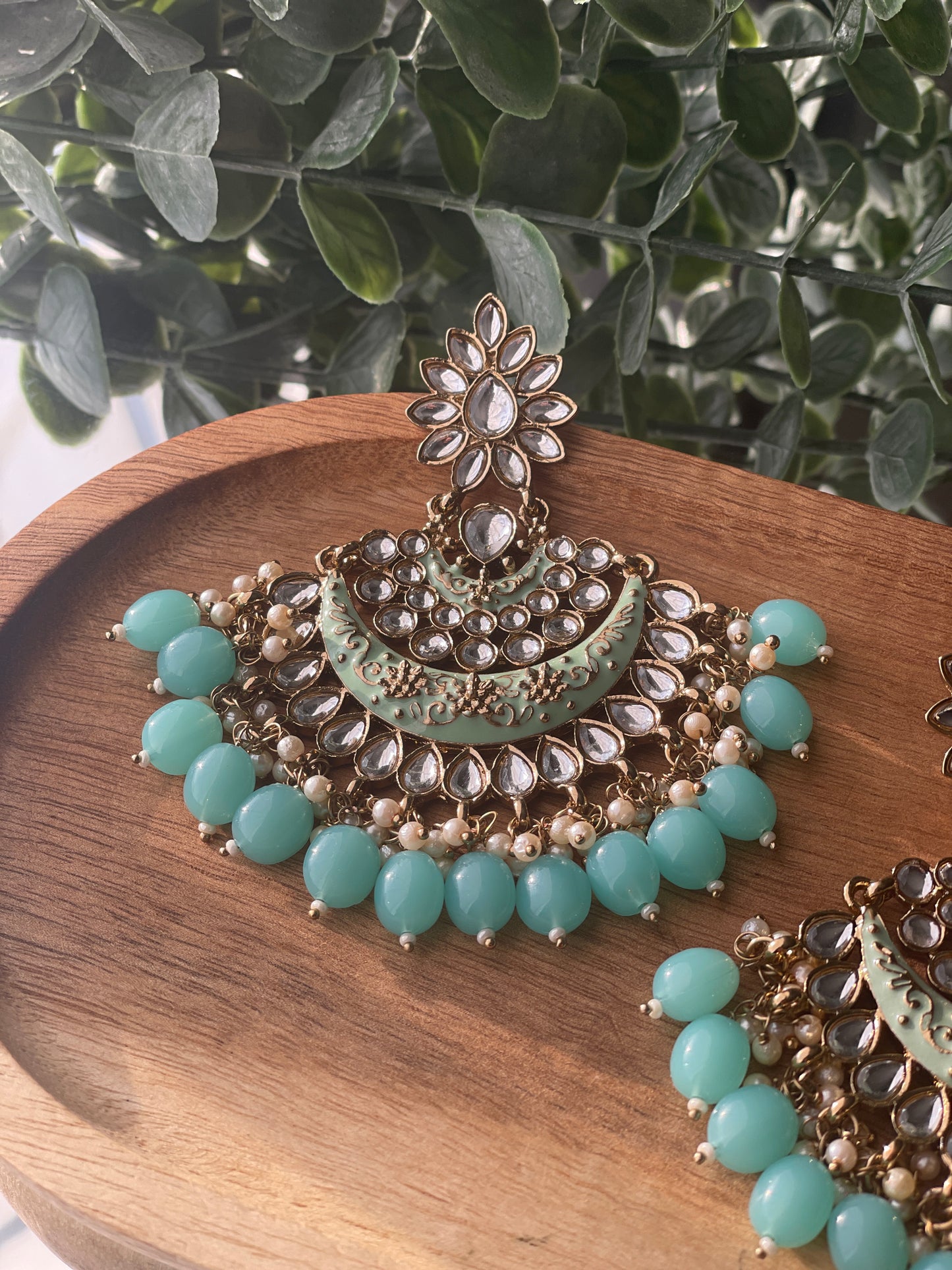 AASHVI Chandbali - Mint green - HOUSE OF SAANVI
