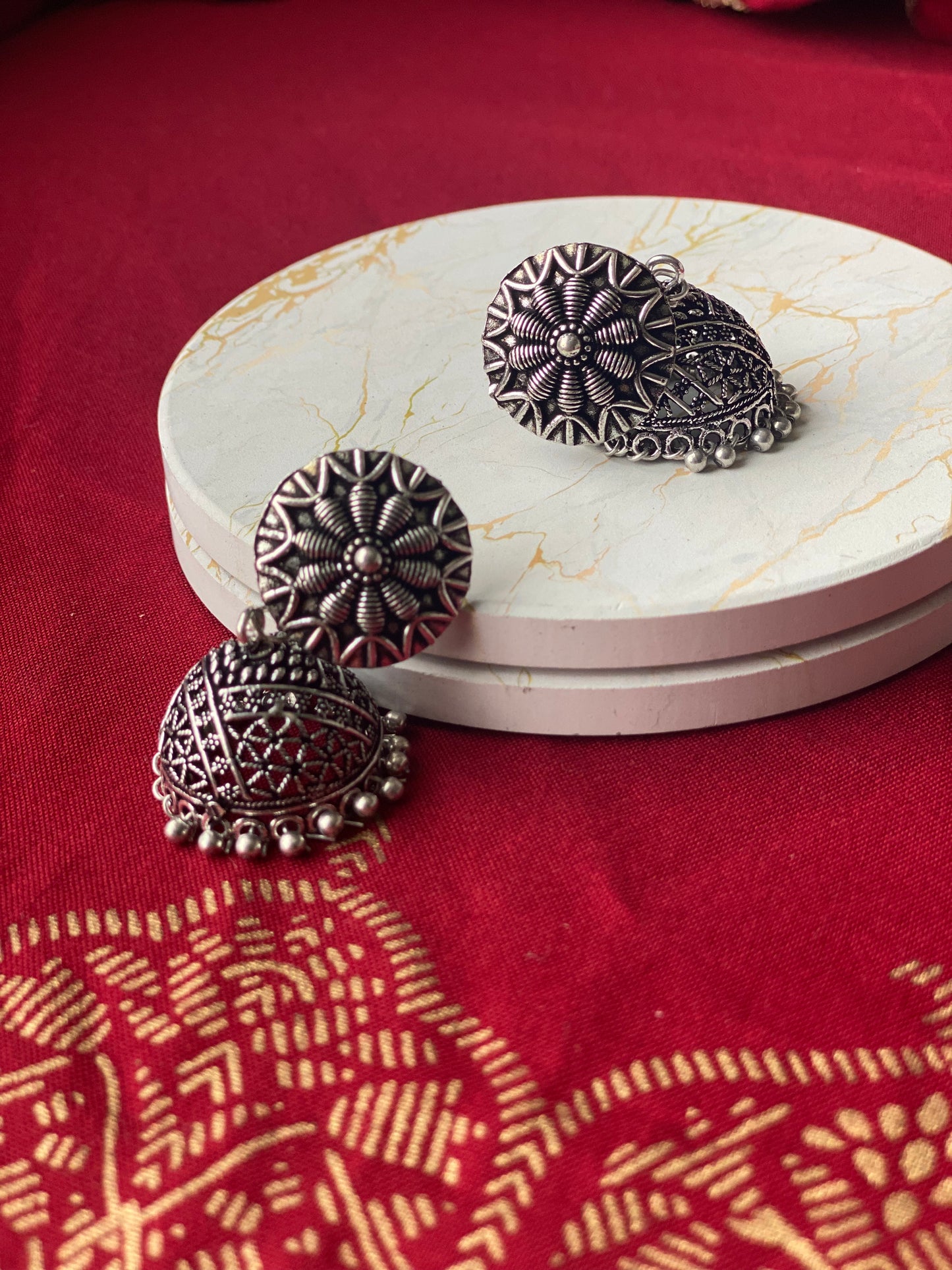 TANU black metal (oxidised) jhumka - HOUSE OF SAANVI