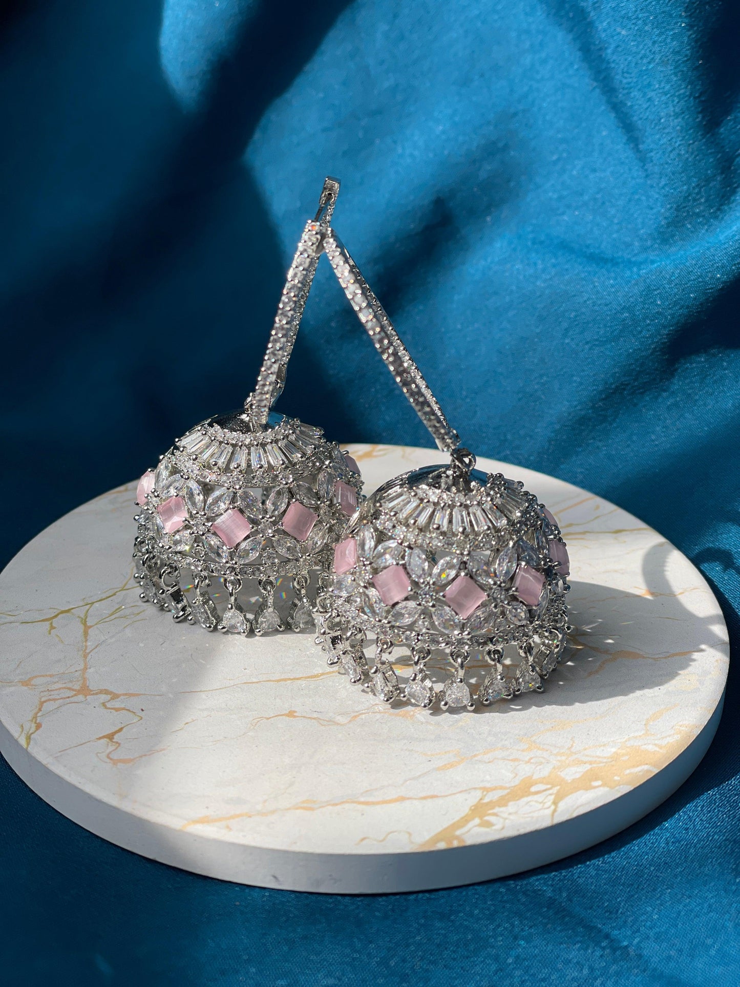 ASIFA AD hoop jhumka - Blush - HOUSE OF SAANVI