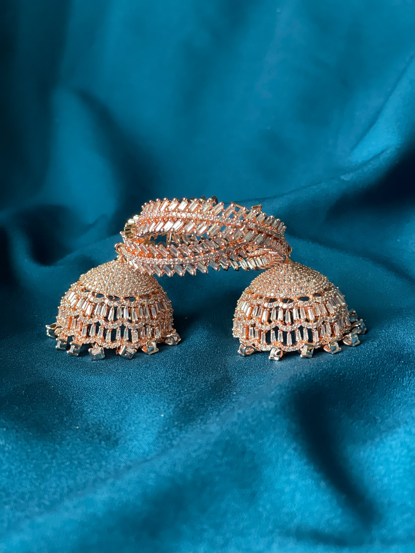 ROSANA AD hoop jhumka - rose gold - HOUSE OF SAANVI