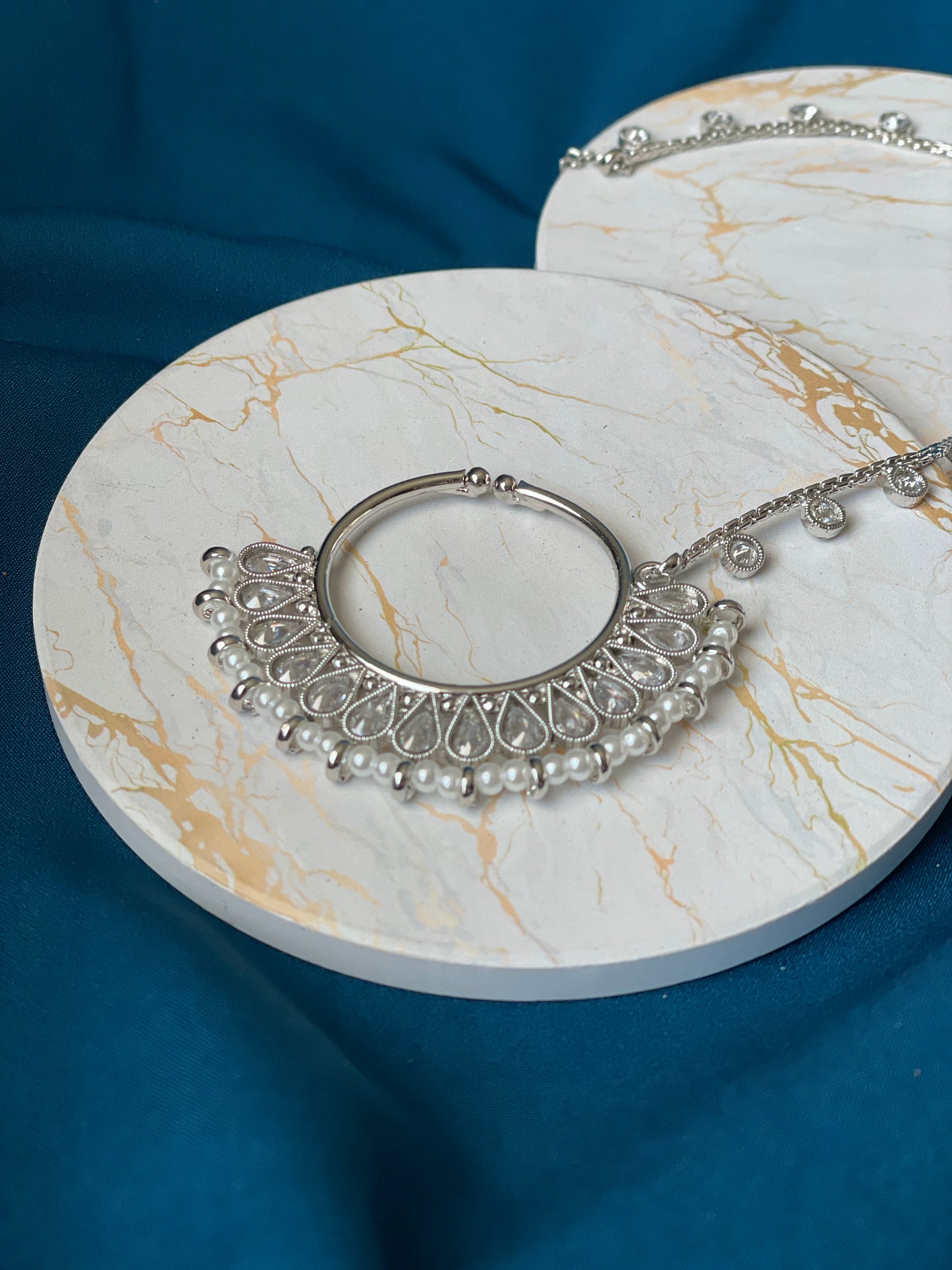 SADAF nose ring - silver - HOUSE OF SAANVI