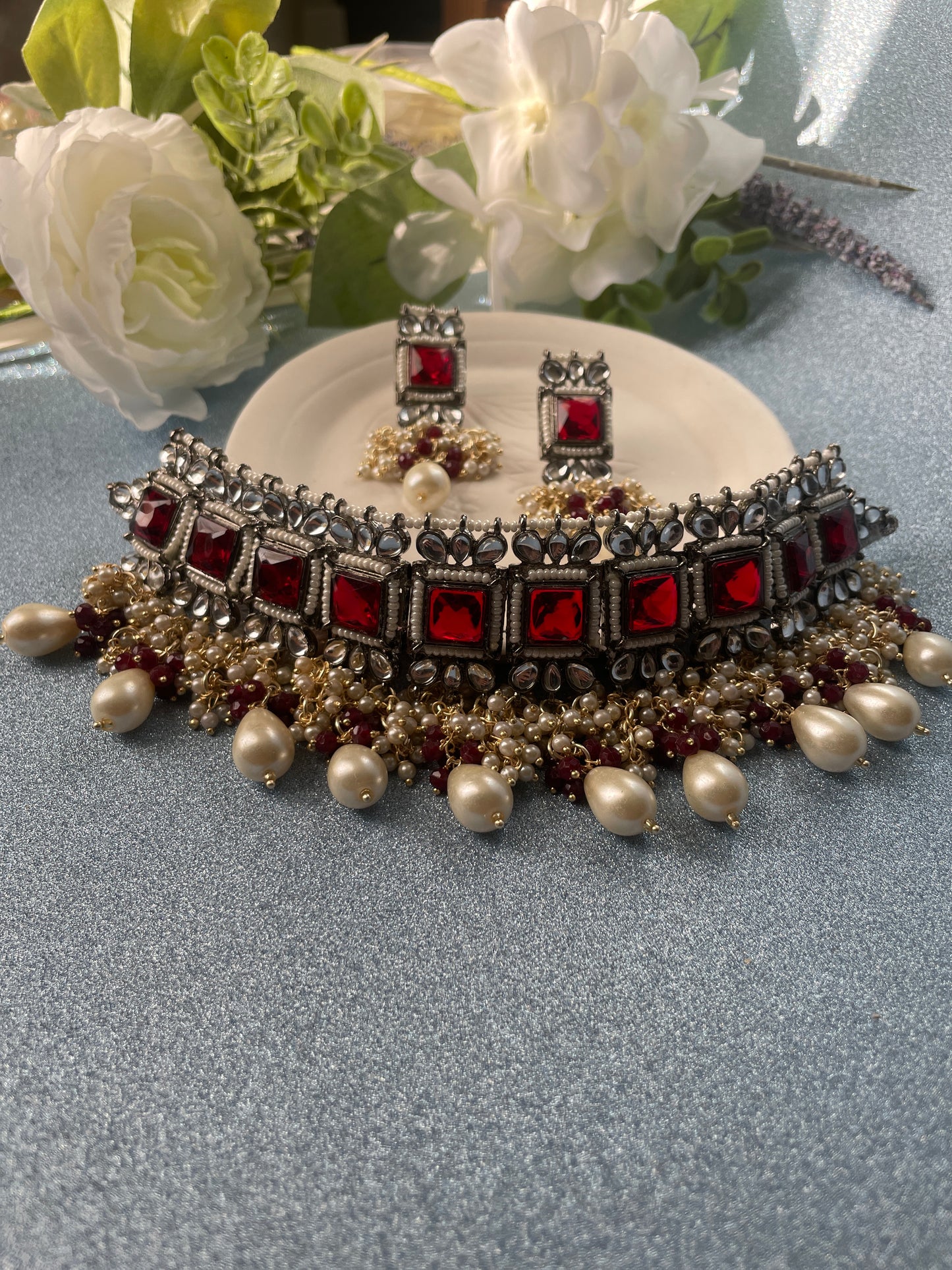 RAMYA choker set - Ruby - HOUSE OF SAANVI