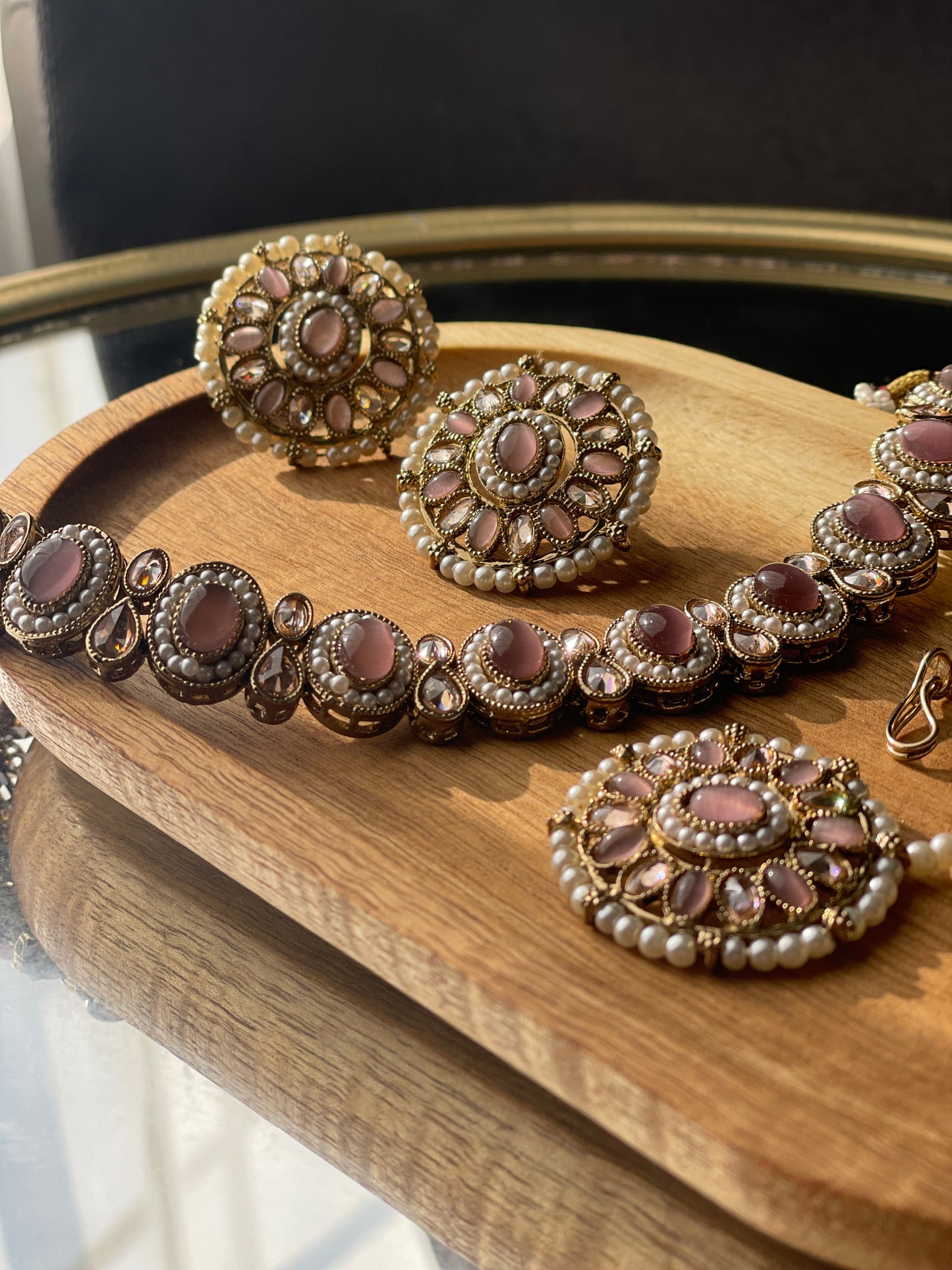AVANI - Mauve Necklace Set - HOUSE OF SAANVI