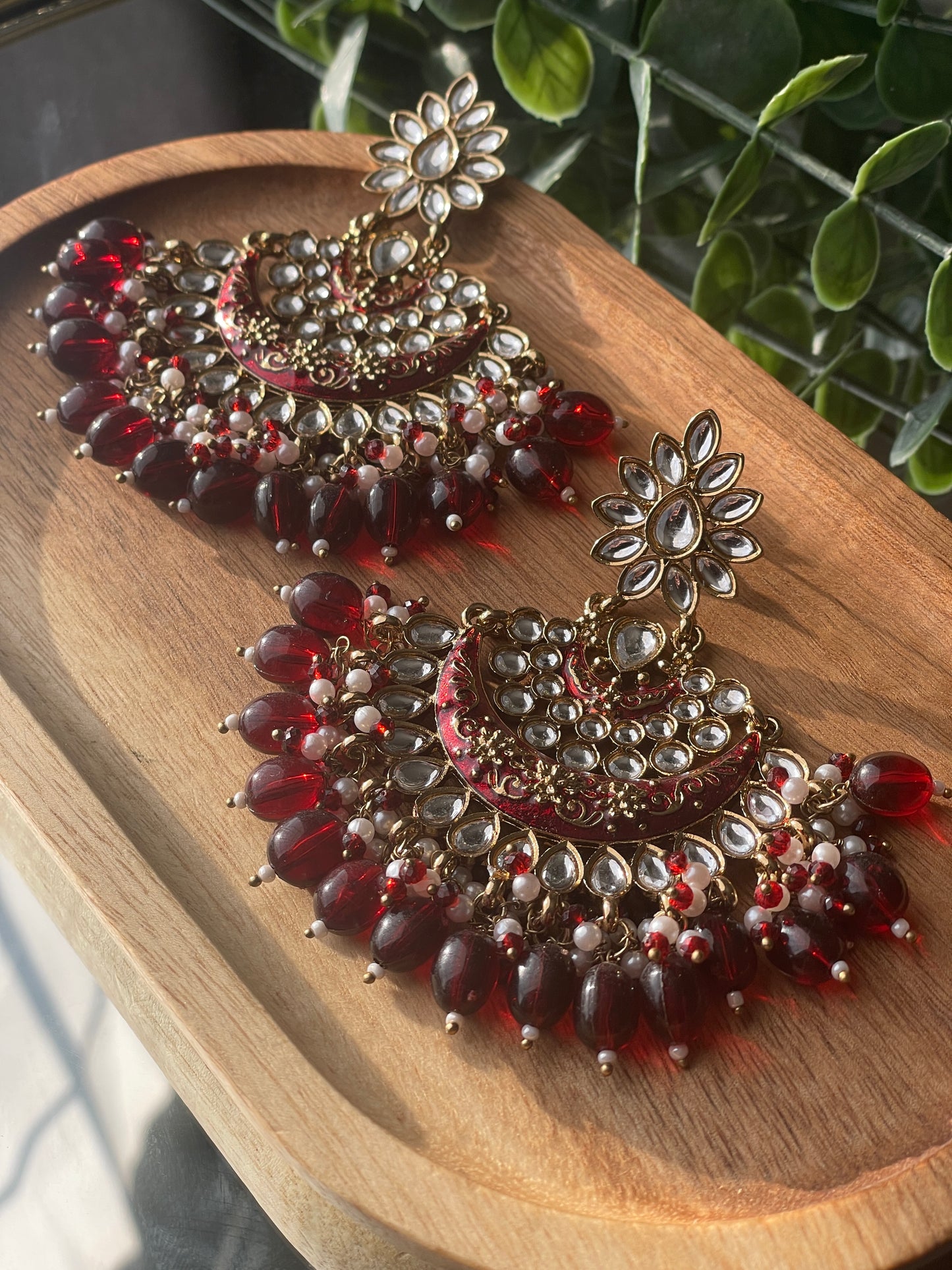 AASHVI Chandbali - Ruby red - HOUSE OF SAANVI