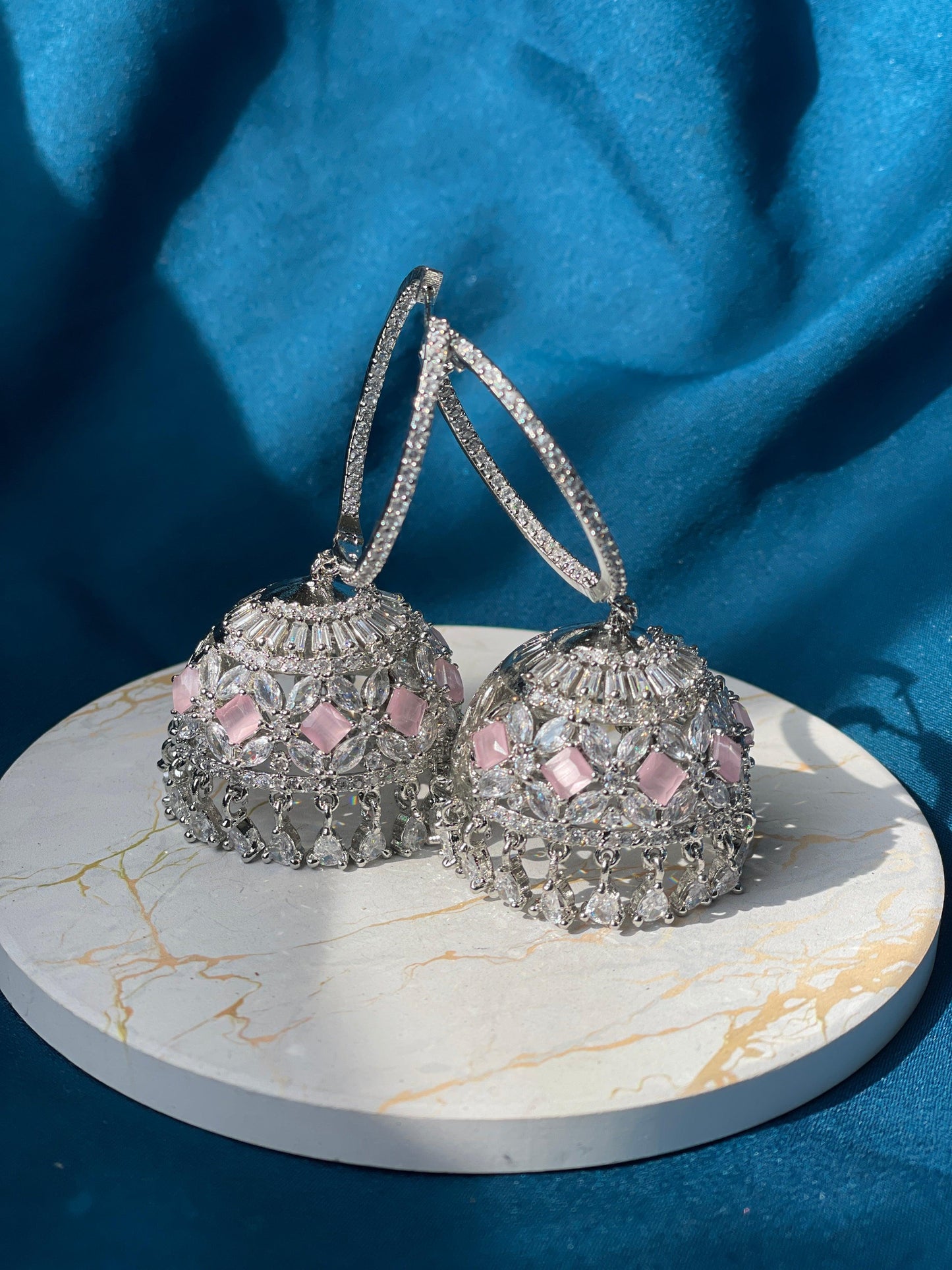 ASIFA AD hoop jhumka - Blush - HOUSE OF SAANVI