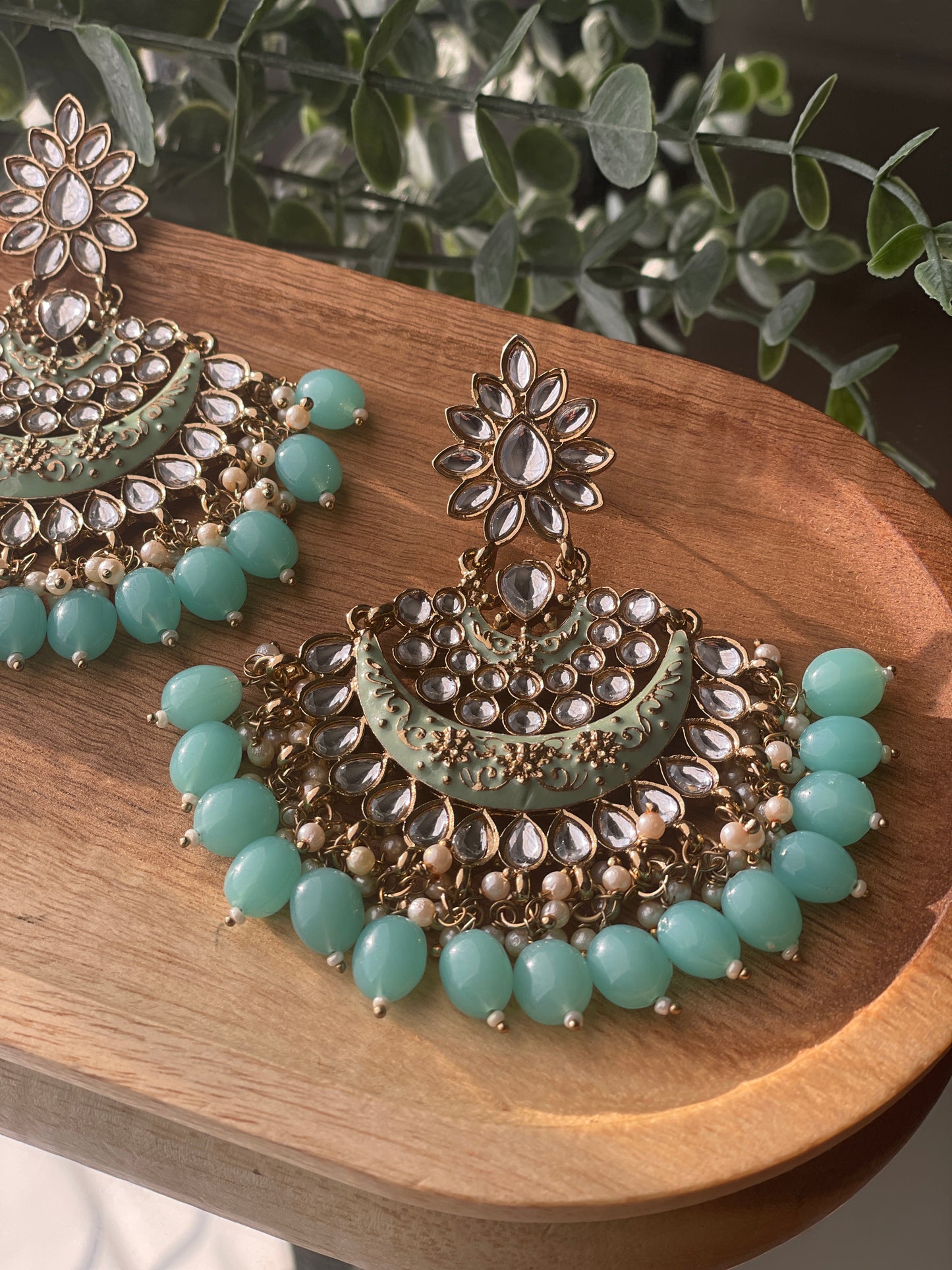 AASHVI Chandbali - Mint green - HOUSE OF SAANVI