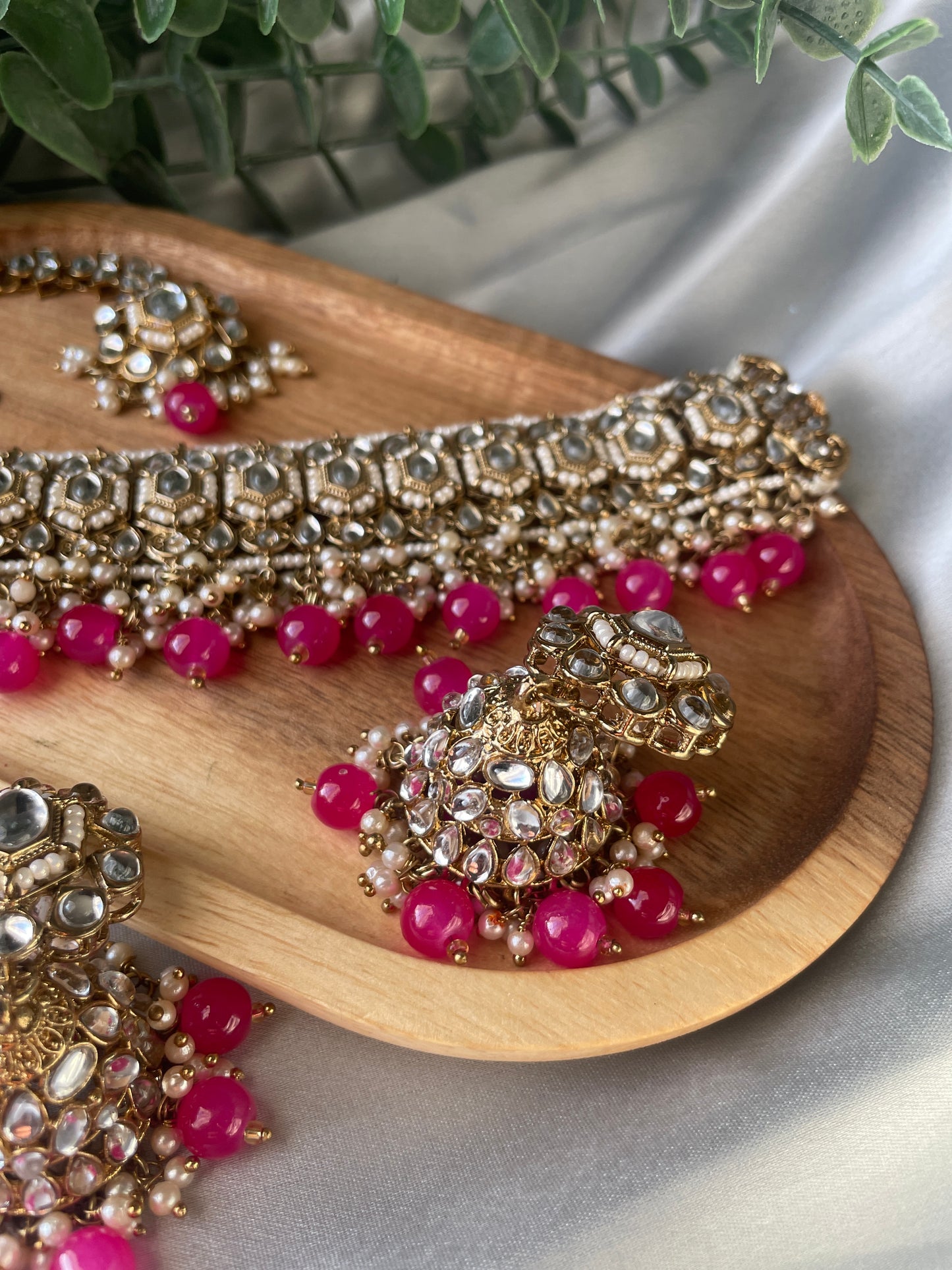 MARYAM Choker set - Pink - HOUSE OF SAANVI