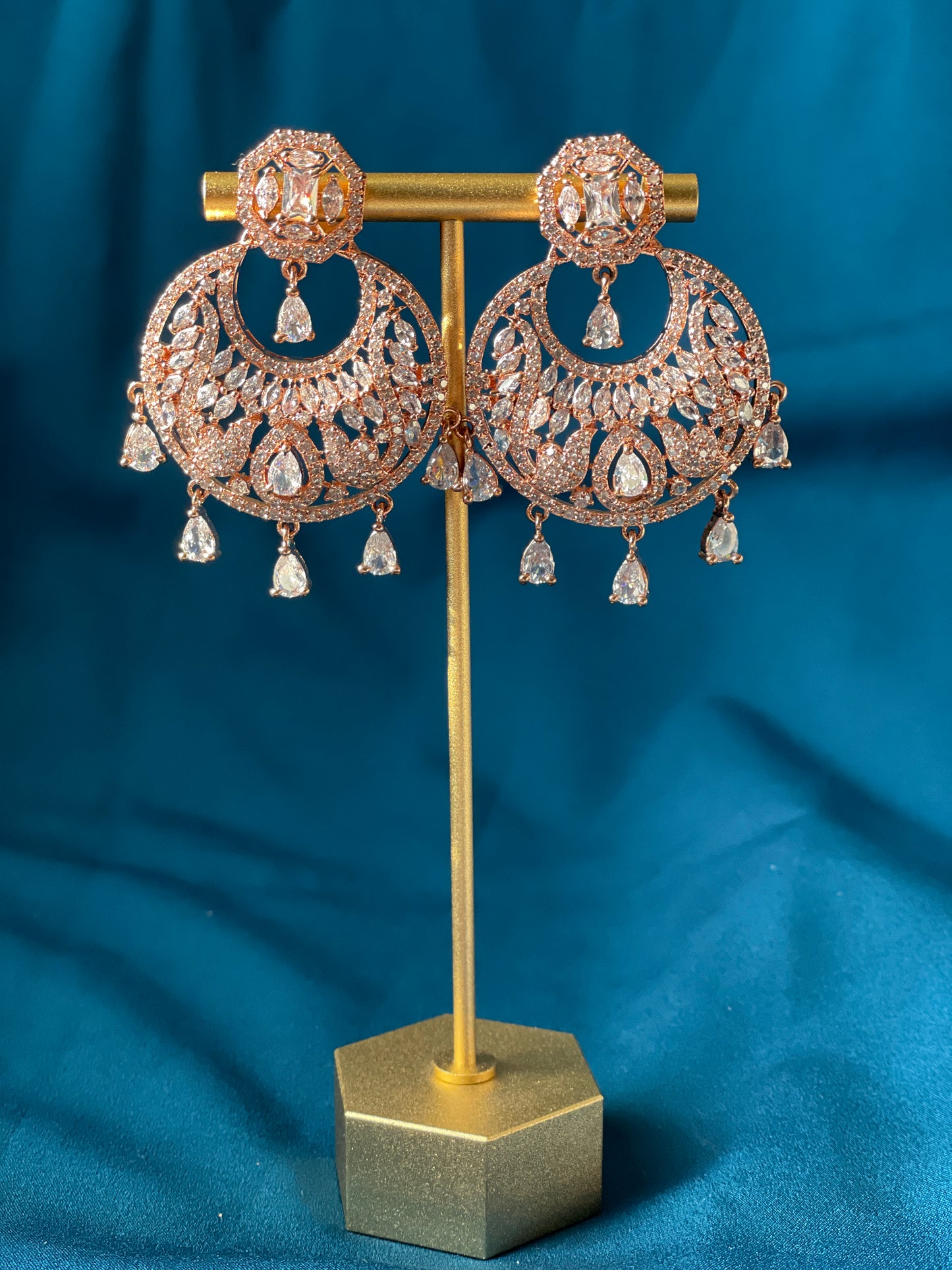 LESHYA AD Chandbali - rose gold - HOUSE OF SAANVI