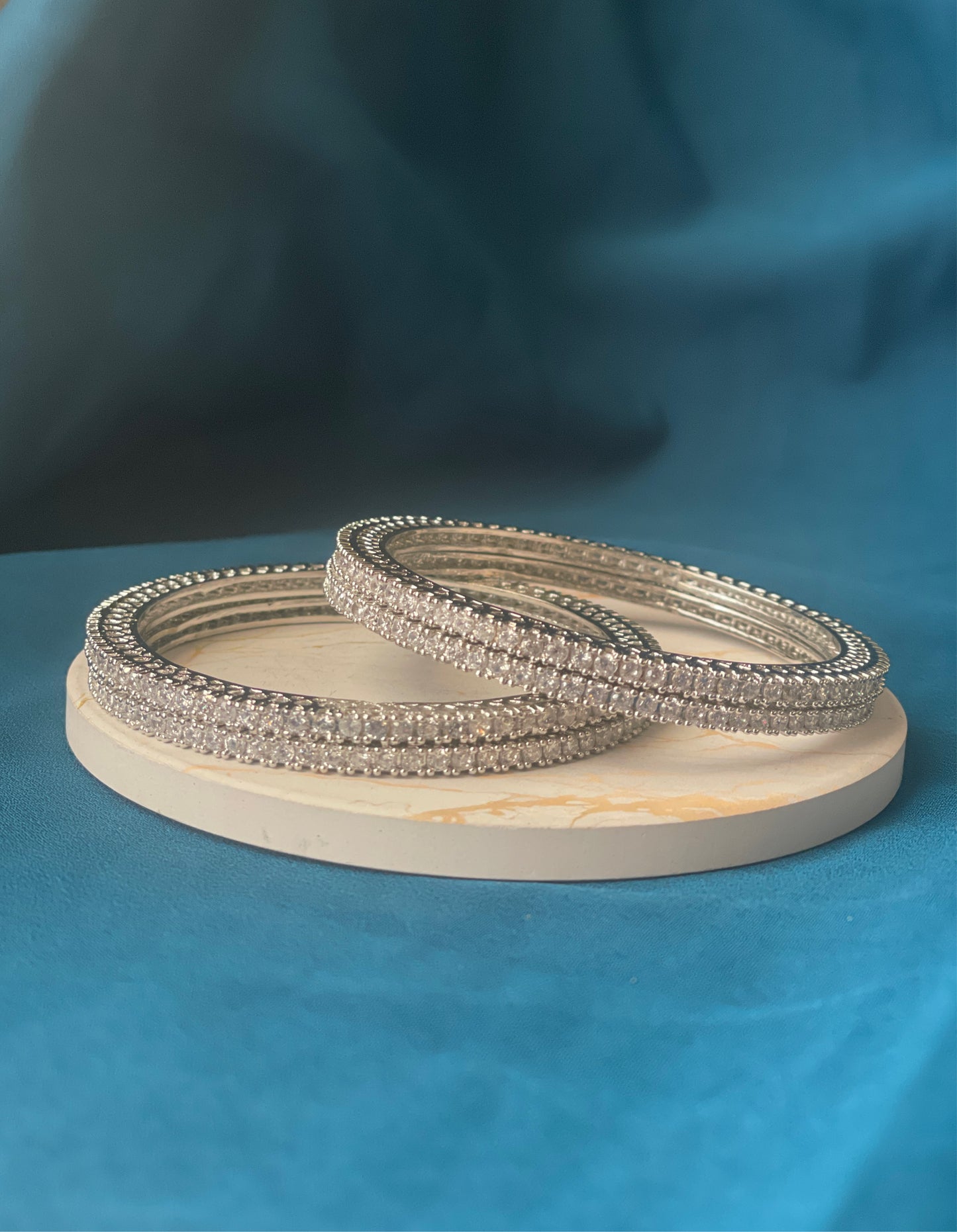 NEHAL - American diamond(AD) cubic zirconia bangles set of 4 - HOUSE OF SAANVI