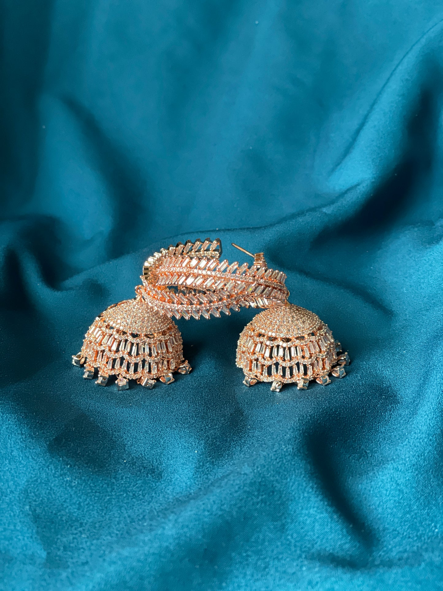 ROSANA AD hoop jhumka - rose gold - HOUSE OF SAANVI