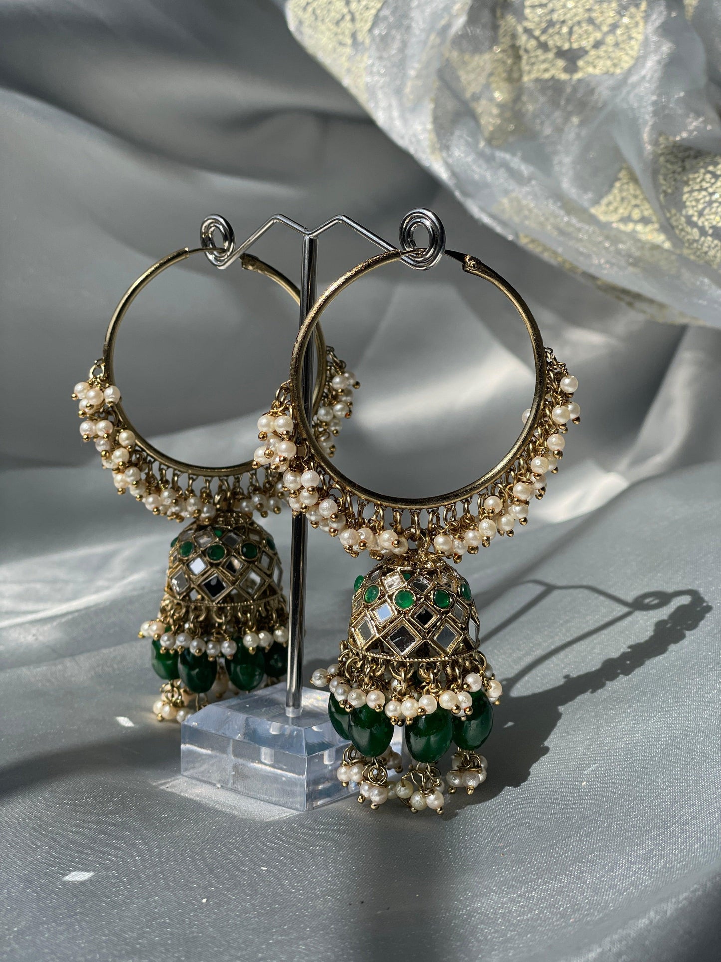 FIZAA HOOPS - Emerald - HOUSE OF SAANVI