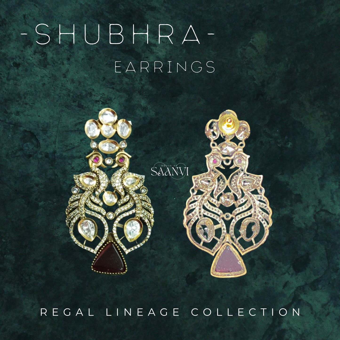 SHUBHRA Kundan American Diamond Victorian Finish Necklace Set - Maroon