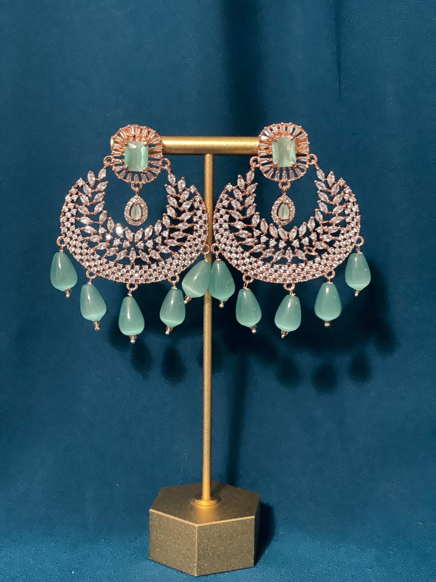 NAAZ American Diamond Earrings - Mint