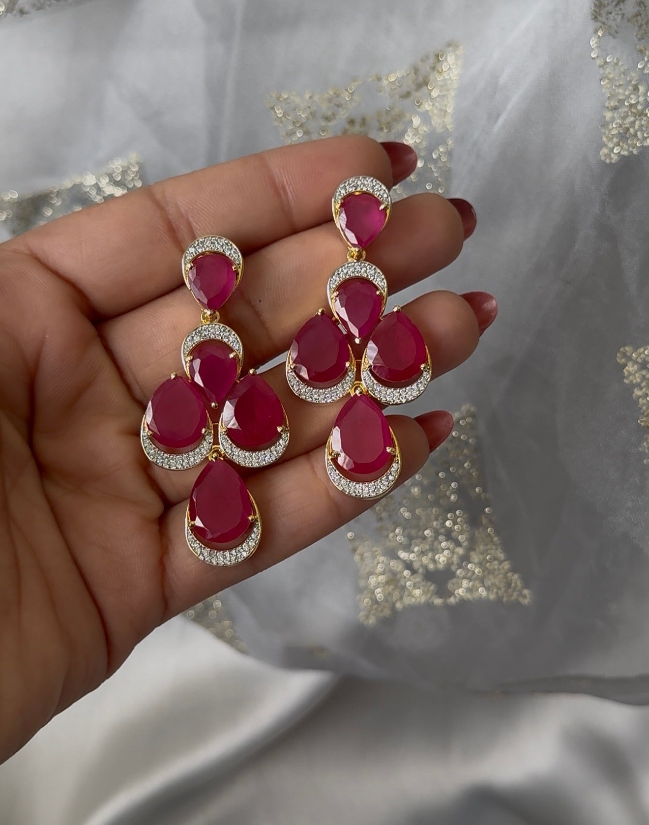 JIVIKA American Diamond Necklace Set - Choose Color