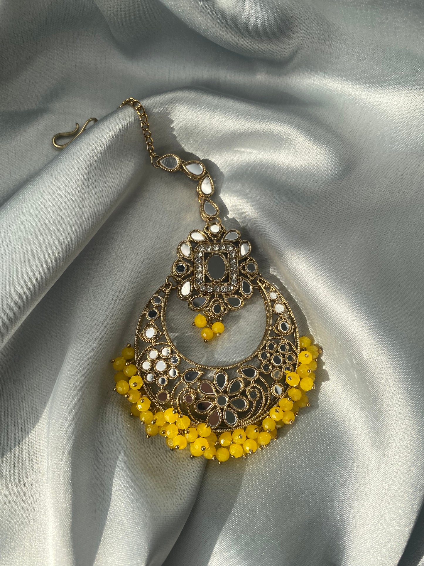 AINAA Mirror Earrings and Tikka Set - Yellow