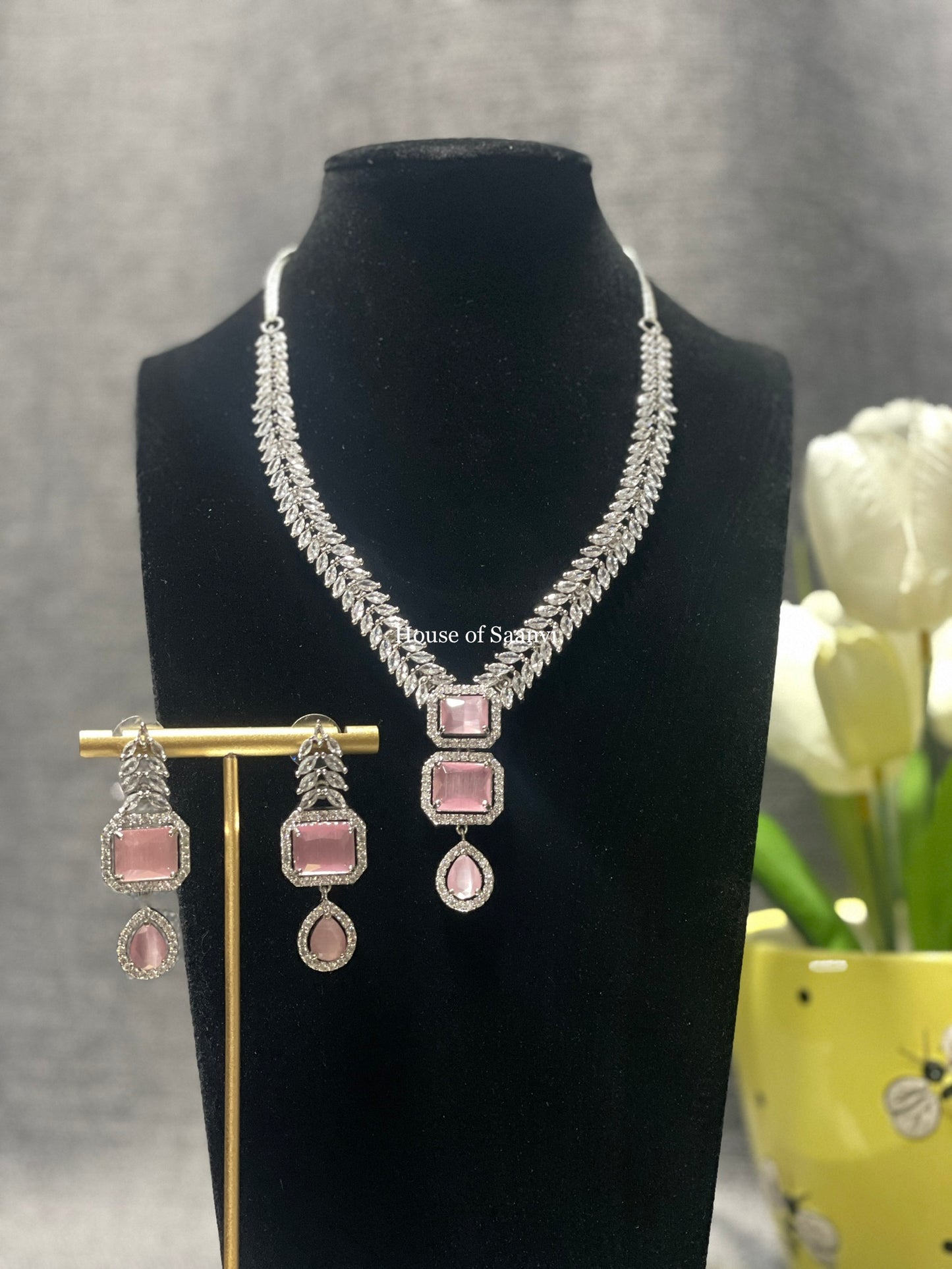 JASMIT American Diamond Necklace Set - Choose Color
