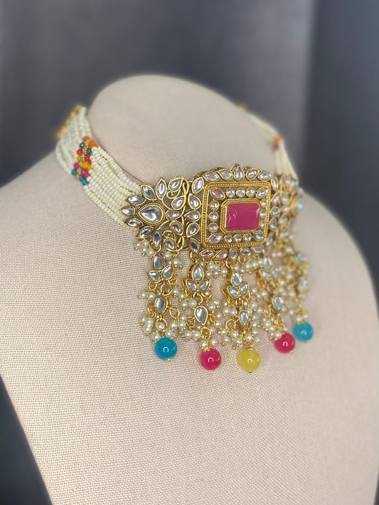 SONIA Kundan Gold Choker set - Multi