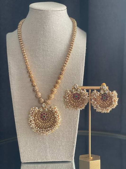 KANCHI Temple Style Long Mala Necklace Set