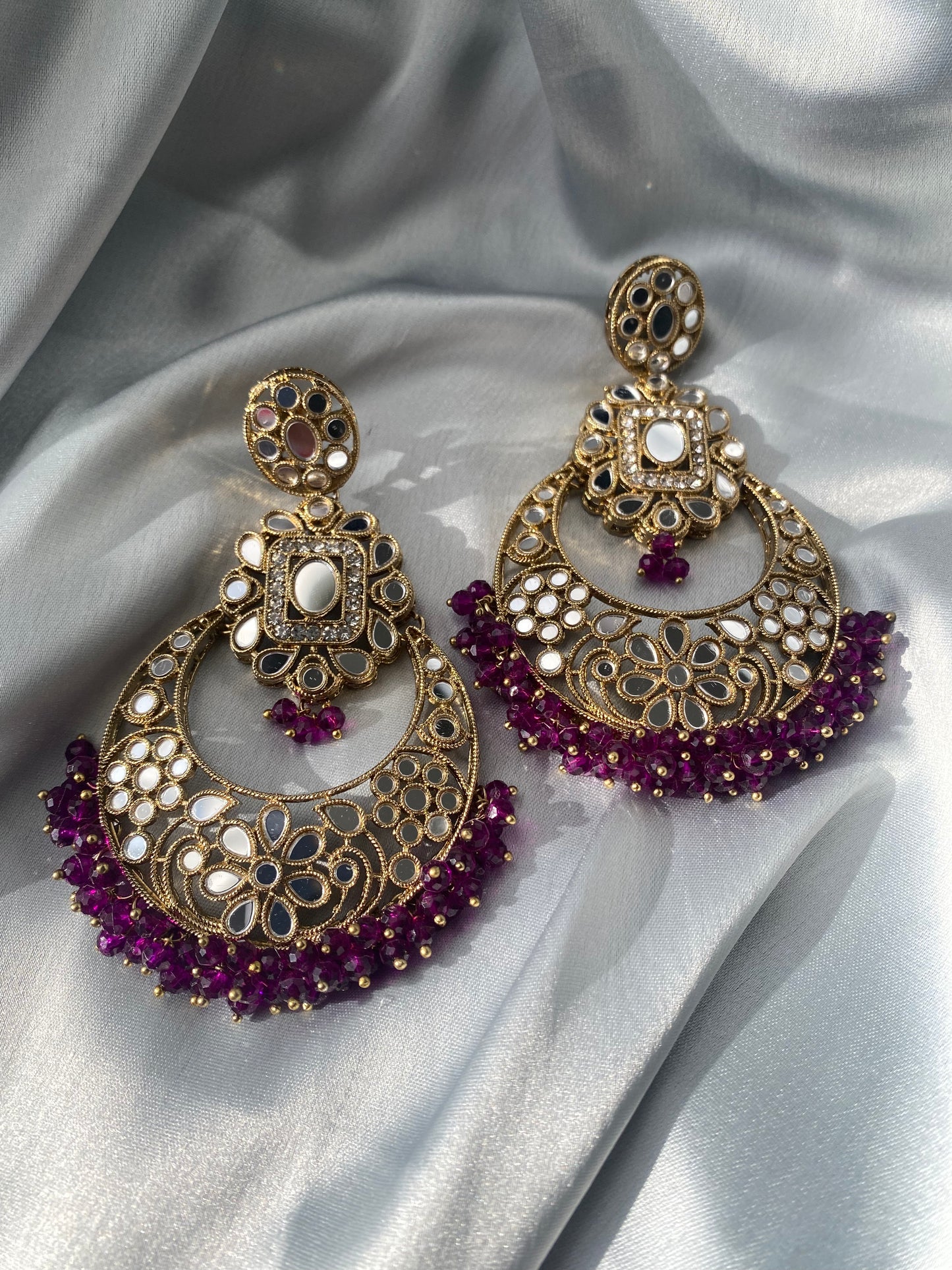 AINAA Mirror Earrings and Tikka Set - Purple