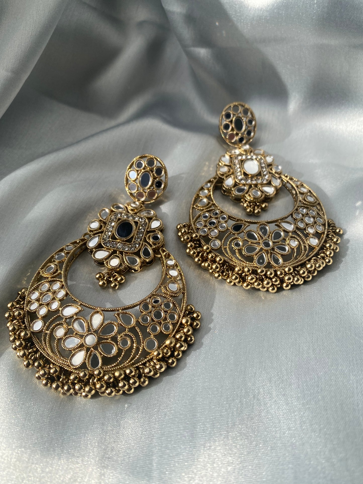 AINAA Mirror Earrings and Tikka Set - Gold