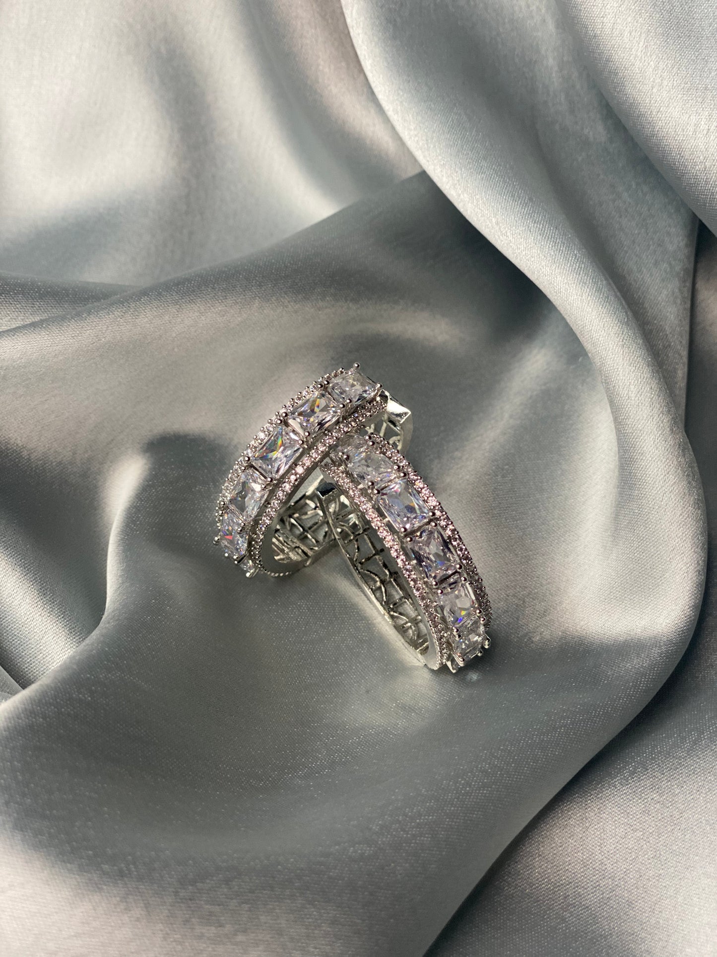 FIZAA American Diamond Hoop Earrings - Crystal