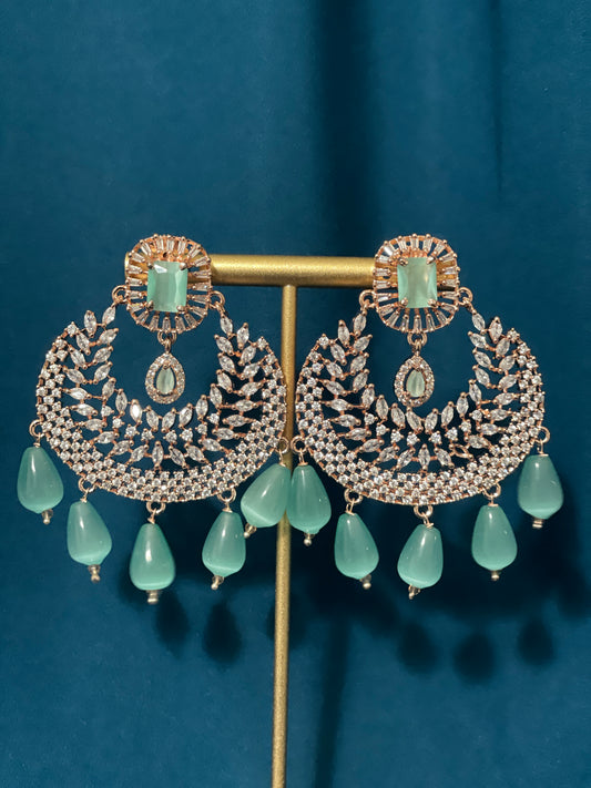 NAAZ American Diamond Earrings - Mint