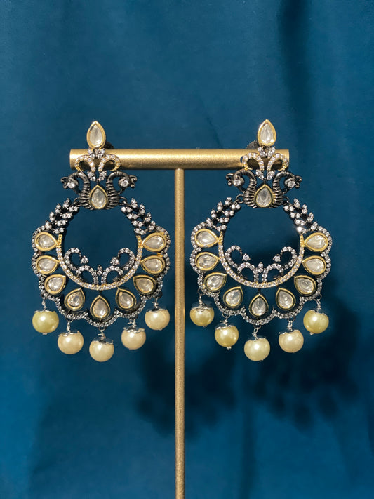 AROOJ Kundan American Diamond Earrings