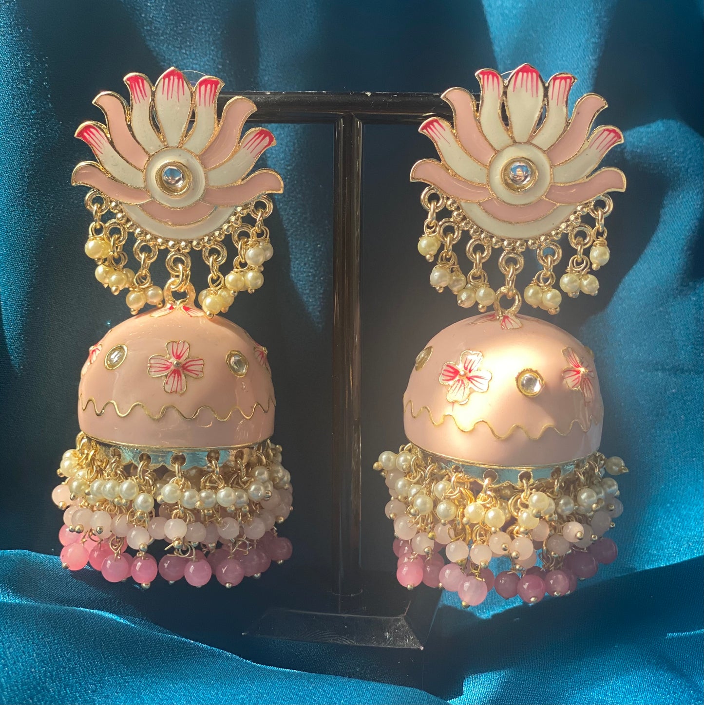 HEER Meenakari Jhumka - Blush