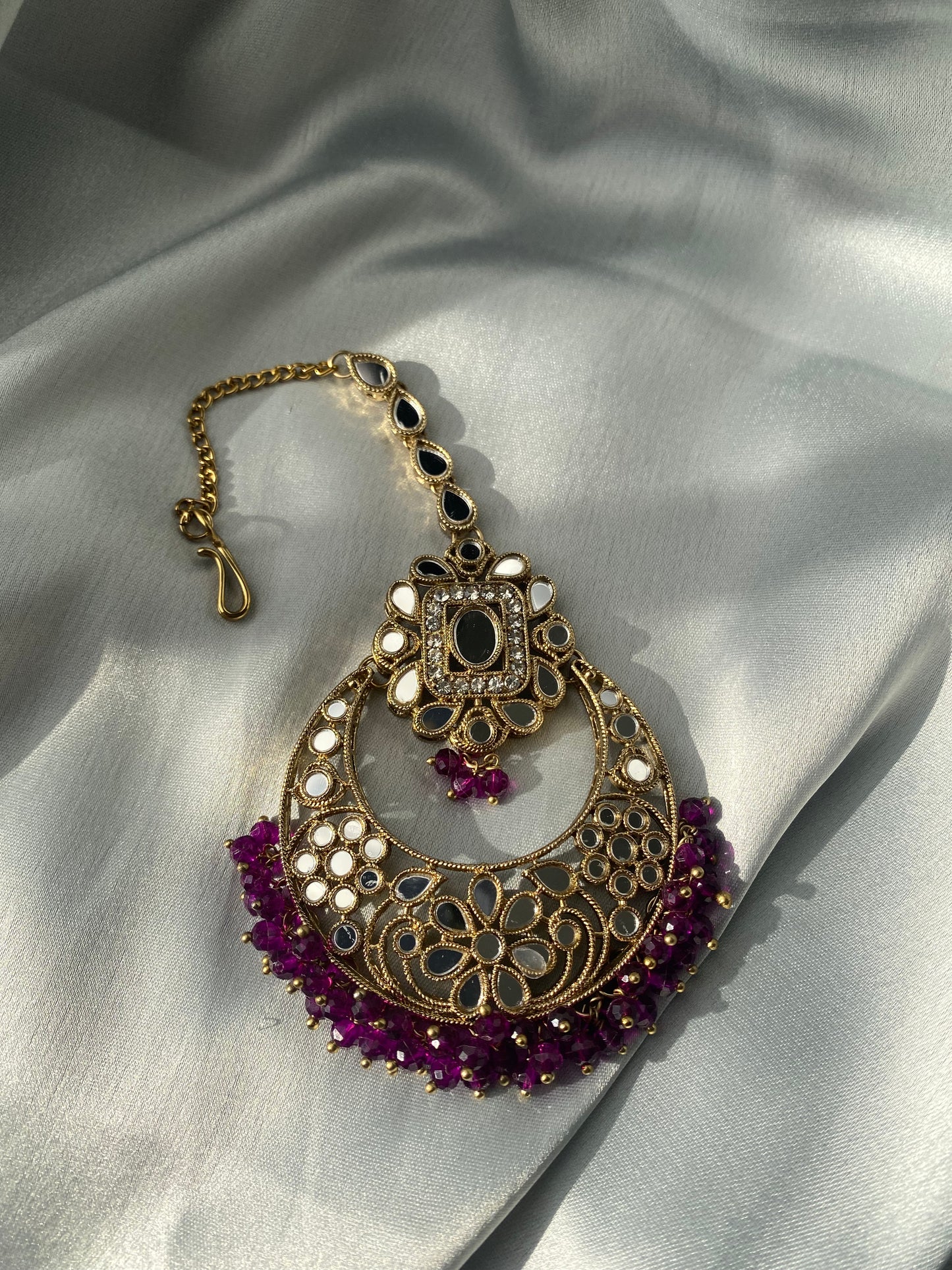 AINAA Mirror Earrings and Tikka Set - Purple