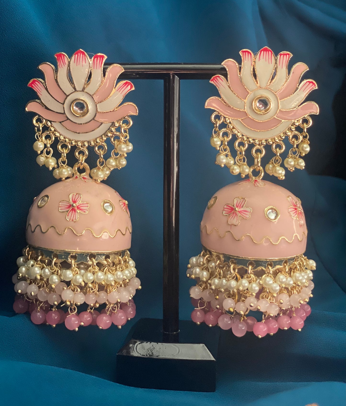 HEER Meenakari Jhumka - Blush