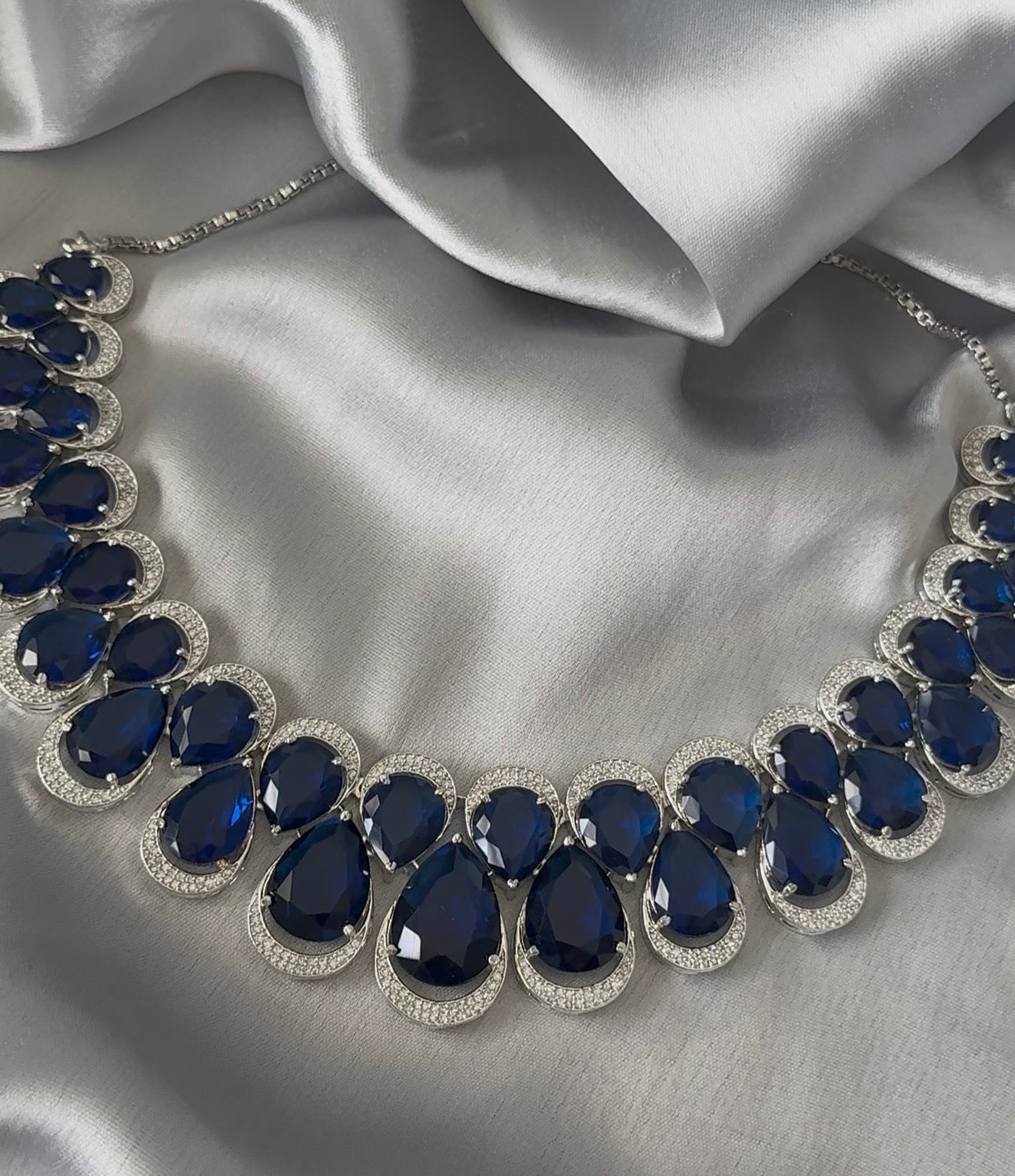 JIVIKA American Diamond Necklace Set - Choose Color