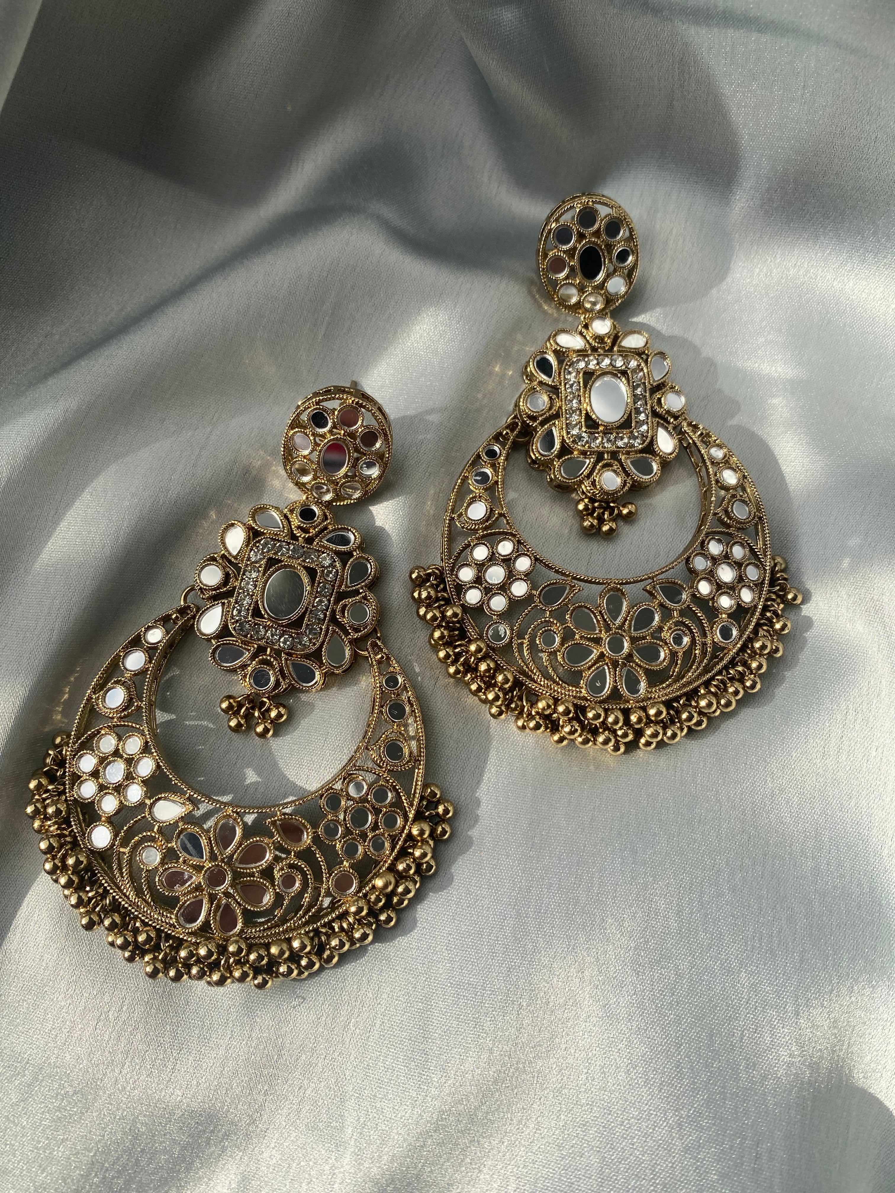 Rose Gold mirror Bali earrings | Gehnastudio