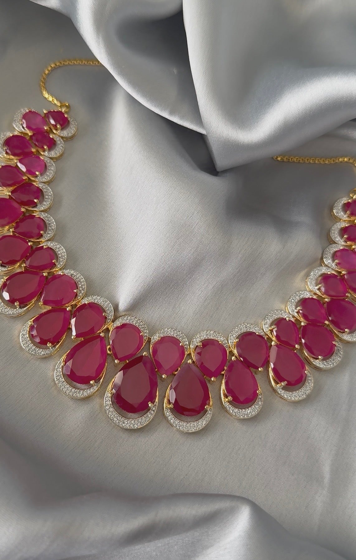 JIVIKA American Diamond Necklace Set - Choose Color