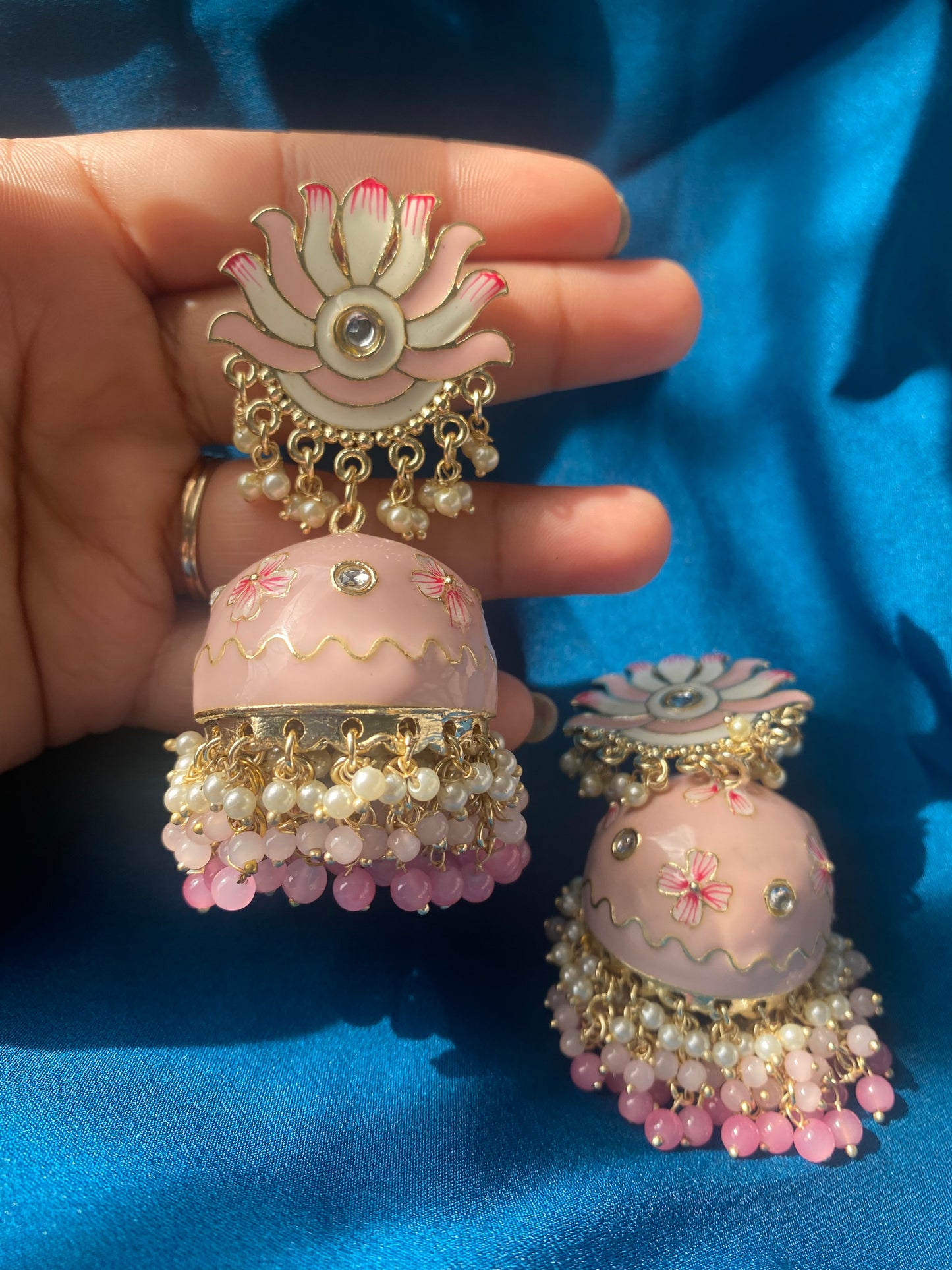 HEER Meenakari Jhumka - Blush