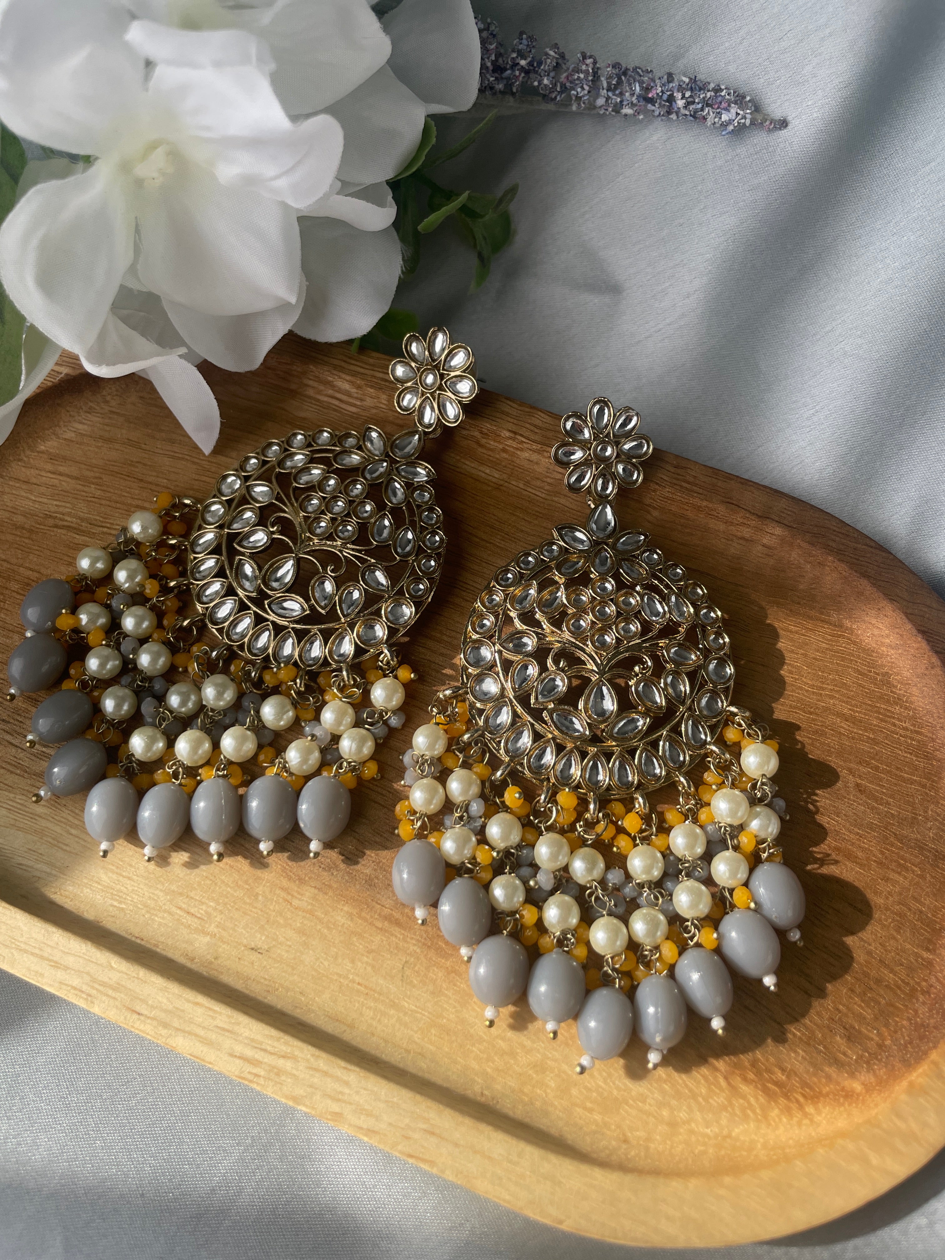 Buy Gold-Toned & Grey Earrings for Women by Priyaasi Online | Ajio.com