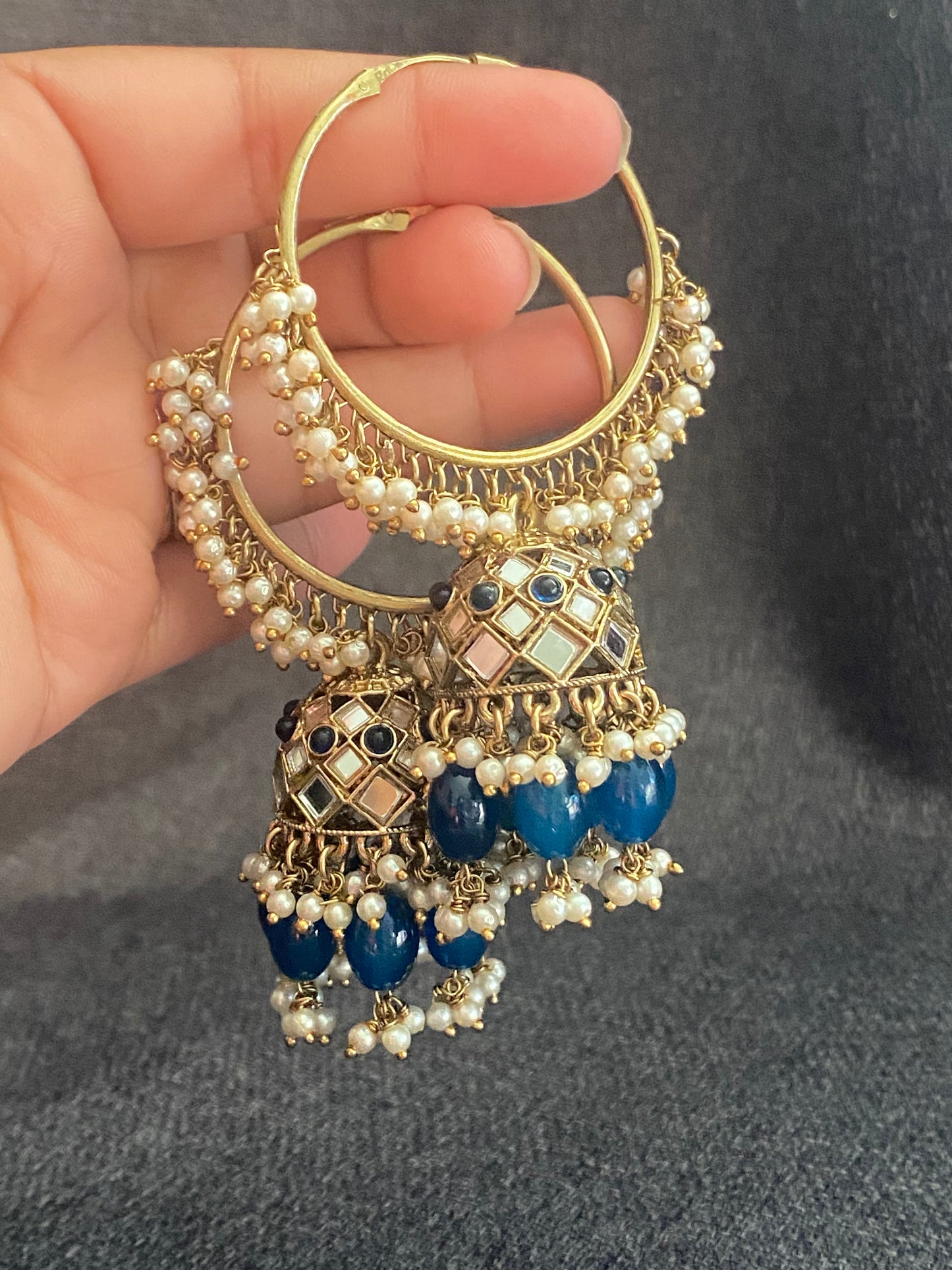 FIZAA HOOPS - Blue - HOUSE OF SAANVI