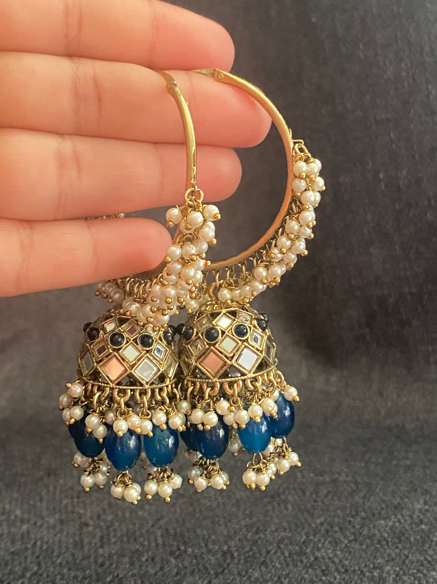 FIZAA HOOPS - Blue - HOUSE OF SAANVI