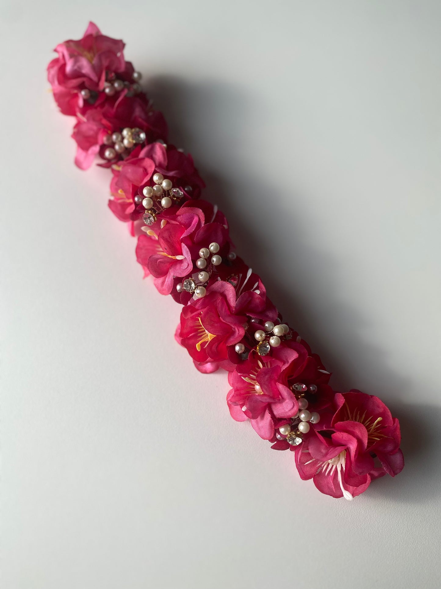 FIERY ROSE - artificial flowers hair accessory (veni/tiara) - HOUSE OF SAANVI