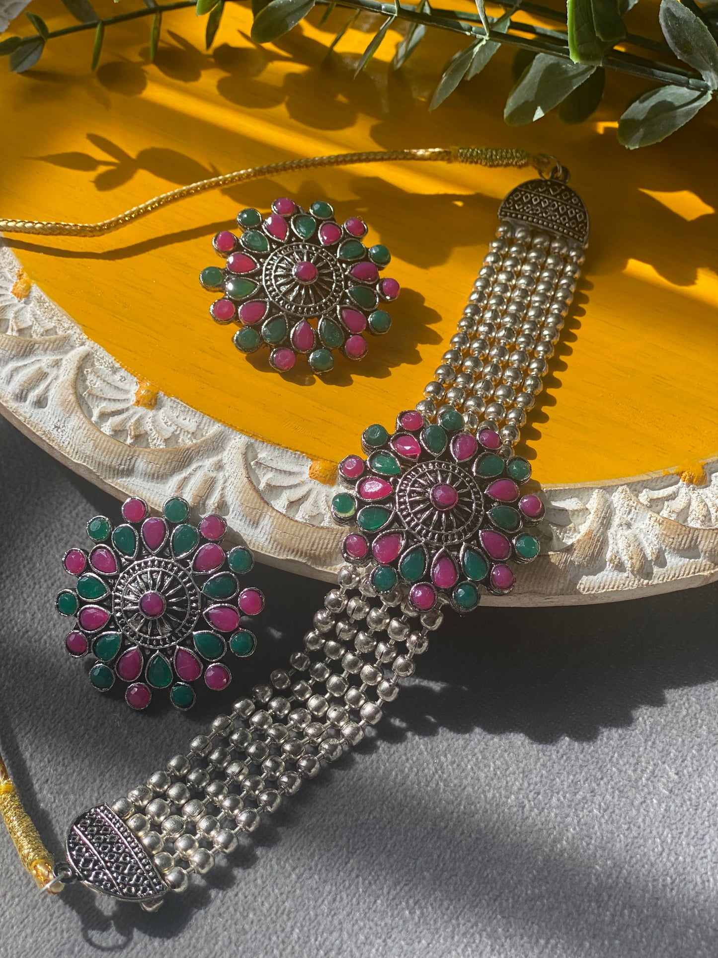 URVI Oxidised Necklace in Multicolor - HOUSE OF SAANVI