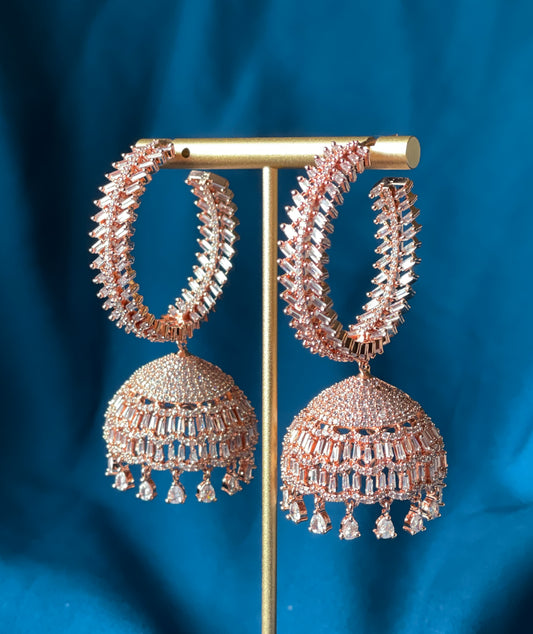 ROSANA AD hoop jhumka - rose gold - HOUSE OF SAANVI