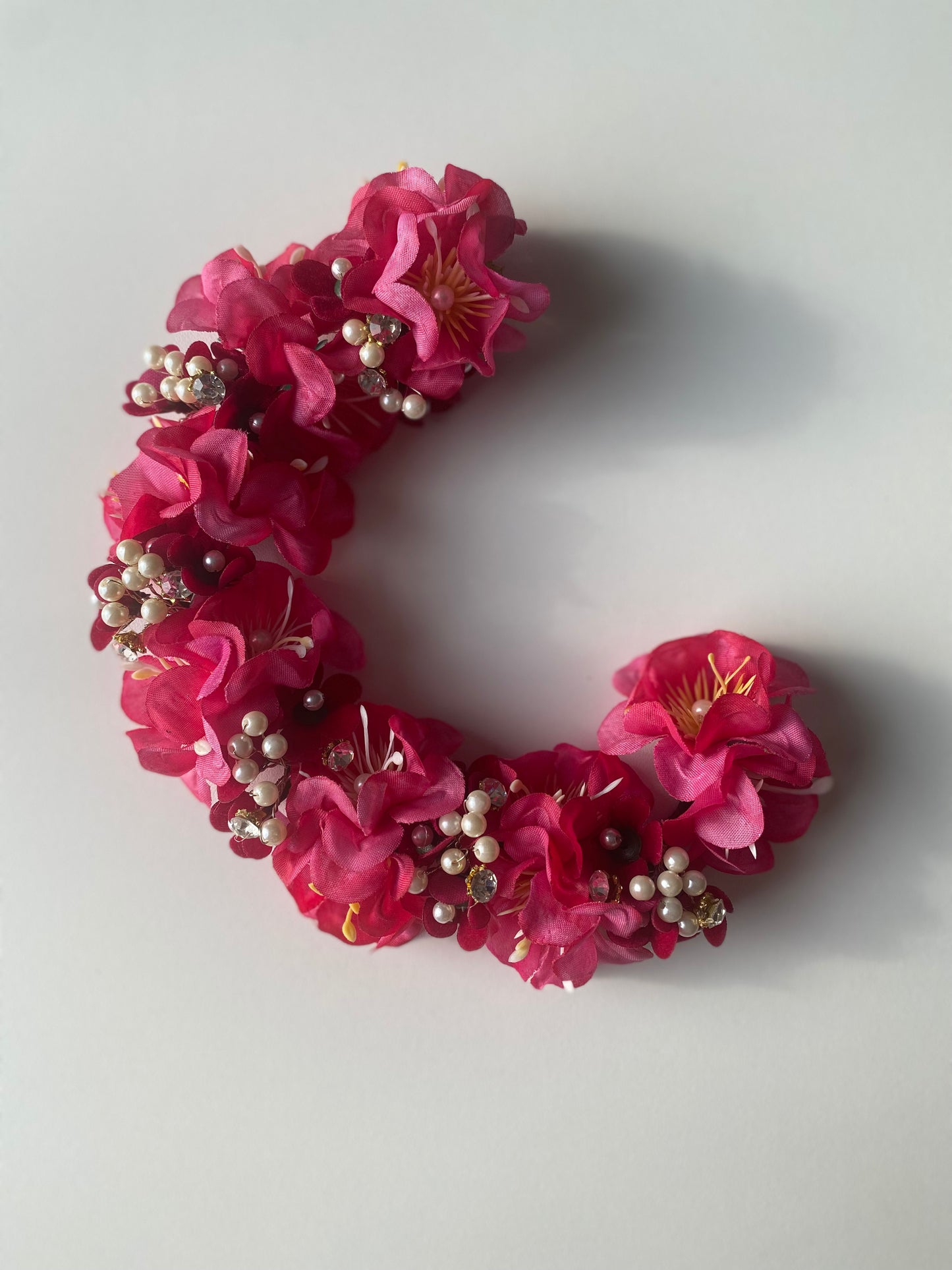 FIERY ROSE - artificial flowers hair accessory (veni/tiara) - HOUSE OF SAANVI