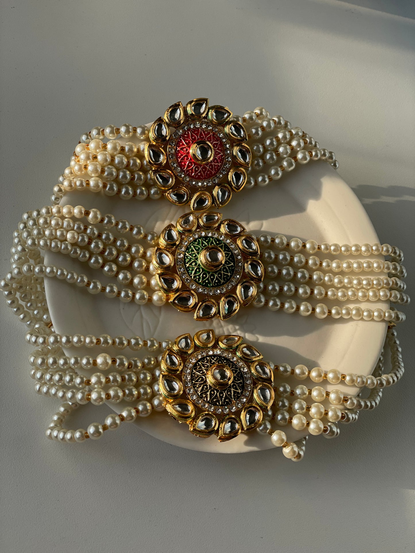 NIRVI Choker Set - Red - HOUSE OF SAANVI