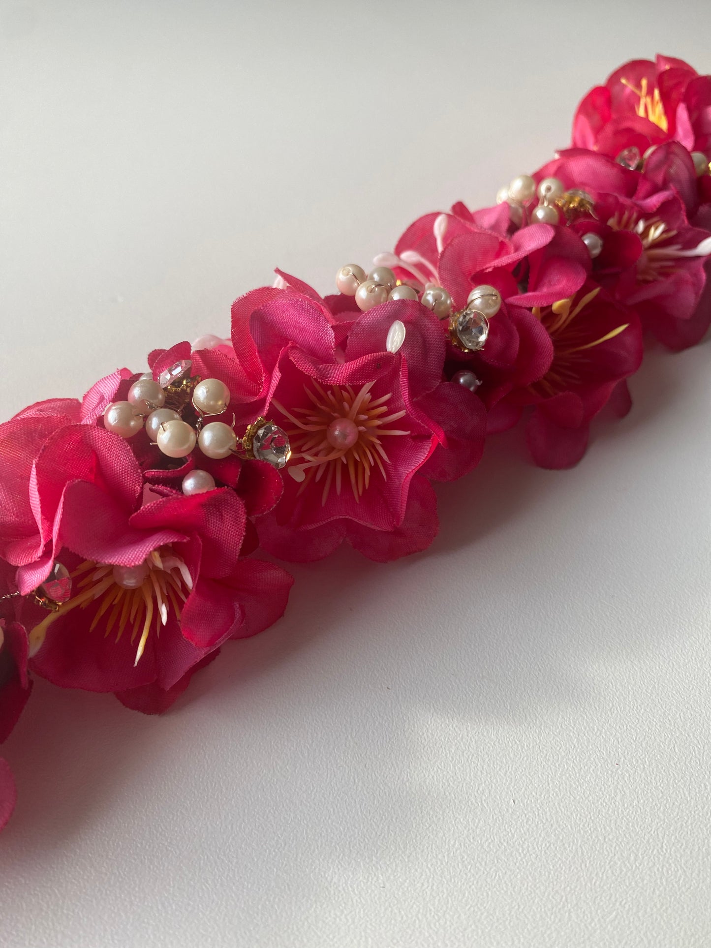 FIERY ROSE - artificial flowers hair accessory (veni/tiara) - HOUSE OF SAANVI